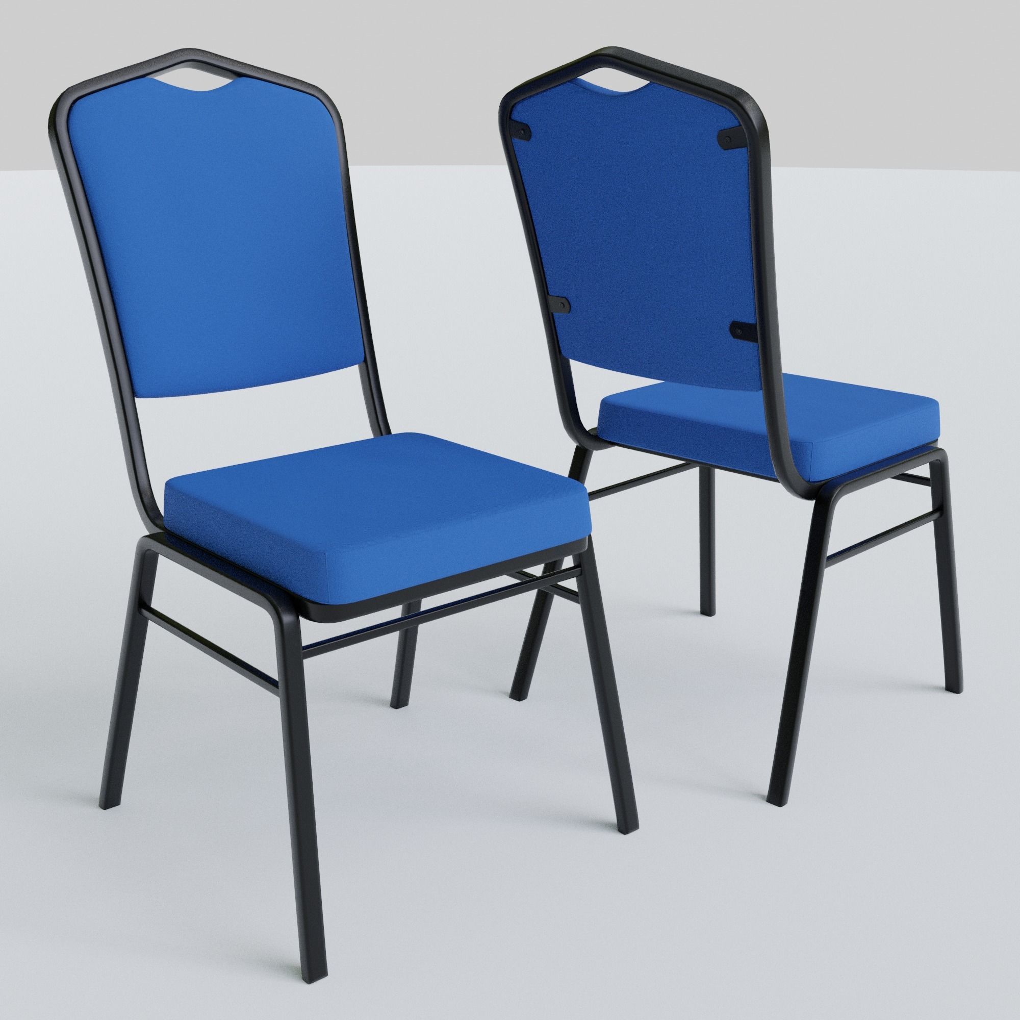 Stackable Banquet Chair Leather and Fabric Seat Low-poly 3D model_6