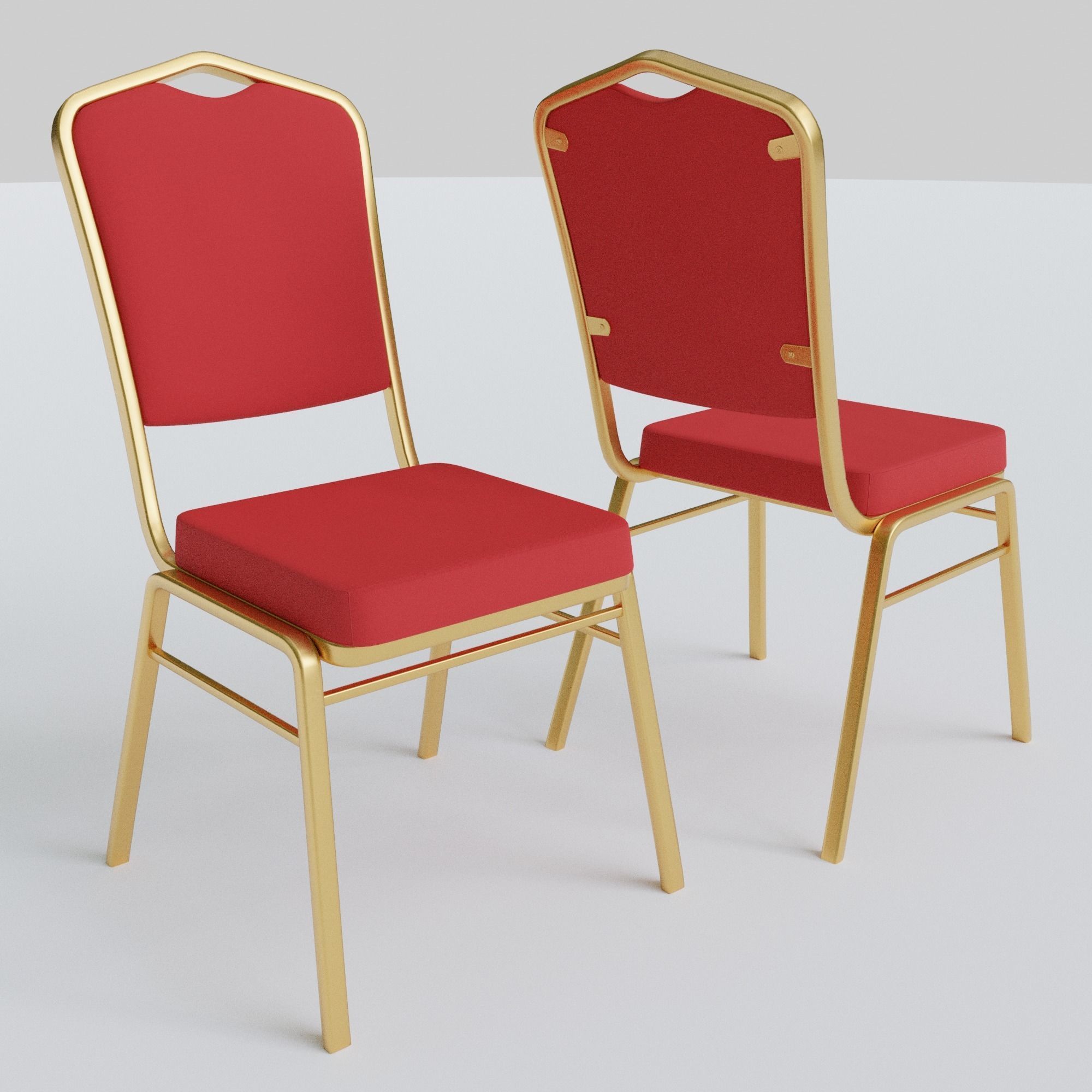 Stackable Banquet Chair Leather and Fabric Seat Low-poly 3D model_9
