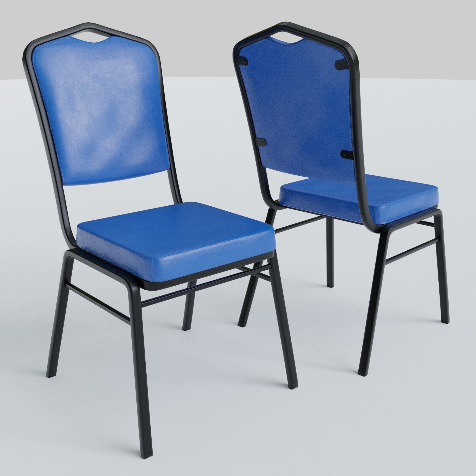 Stackable Banquet Chair Leather and Fabric Seat Low-poly 3D model_13