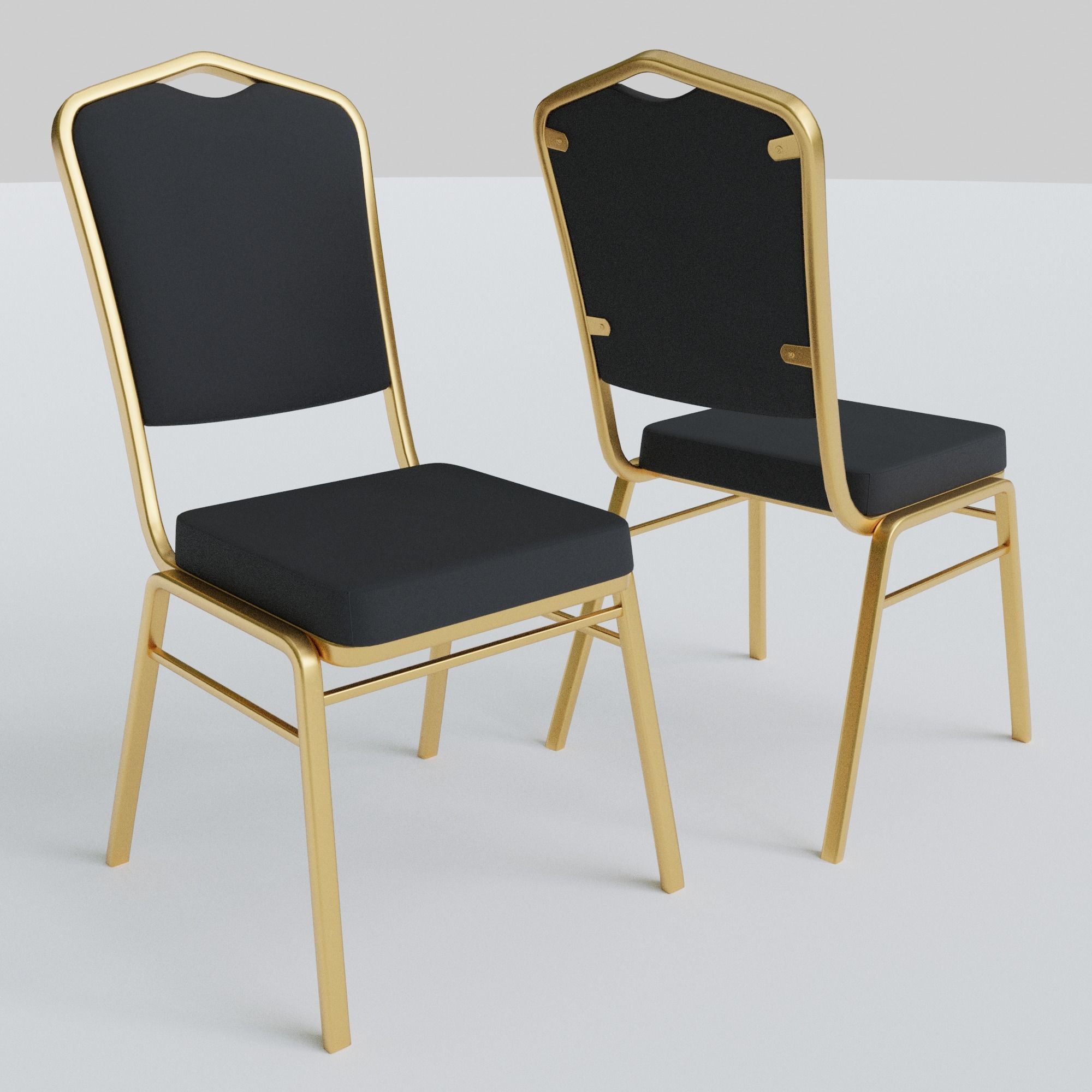 Stackable Banquet Chair Leather and Fabric Seat Low-poly 3D model_5