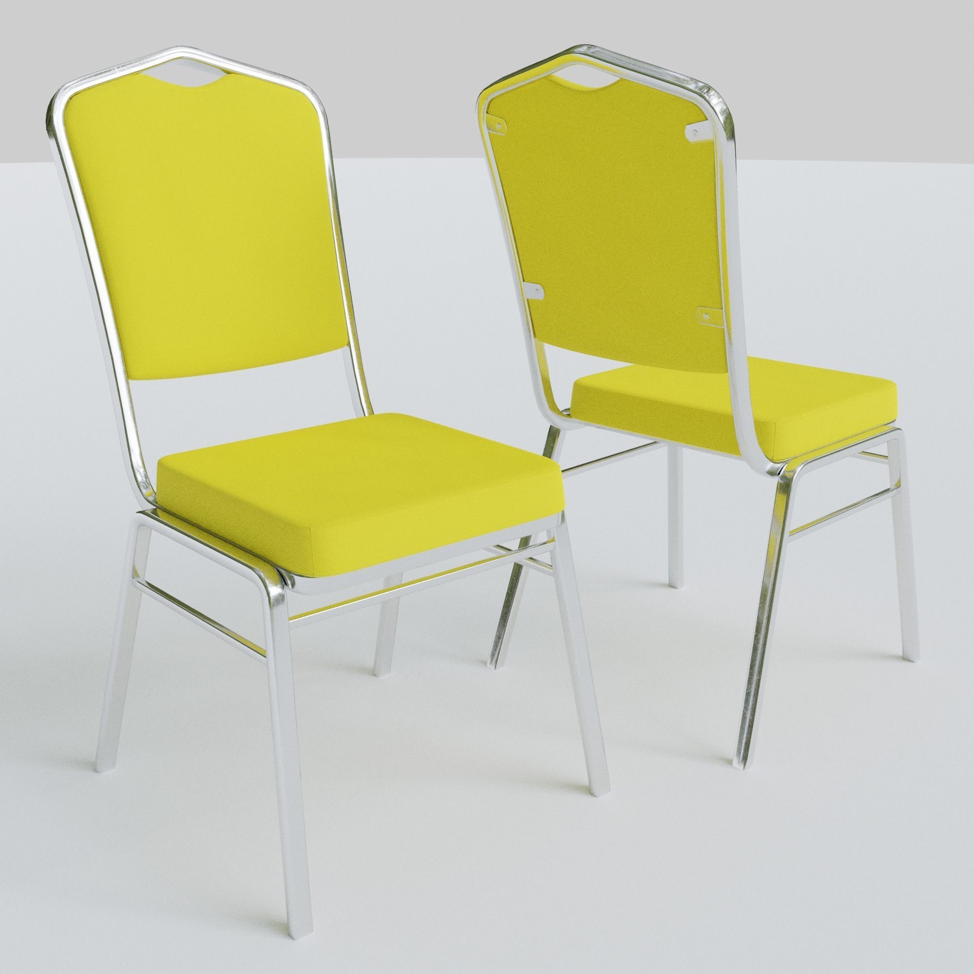 Stackable Banquet Chair Leather and Fabric Seat Low-poly 3D model_11