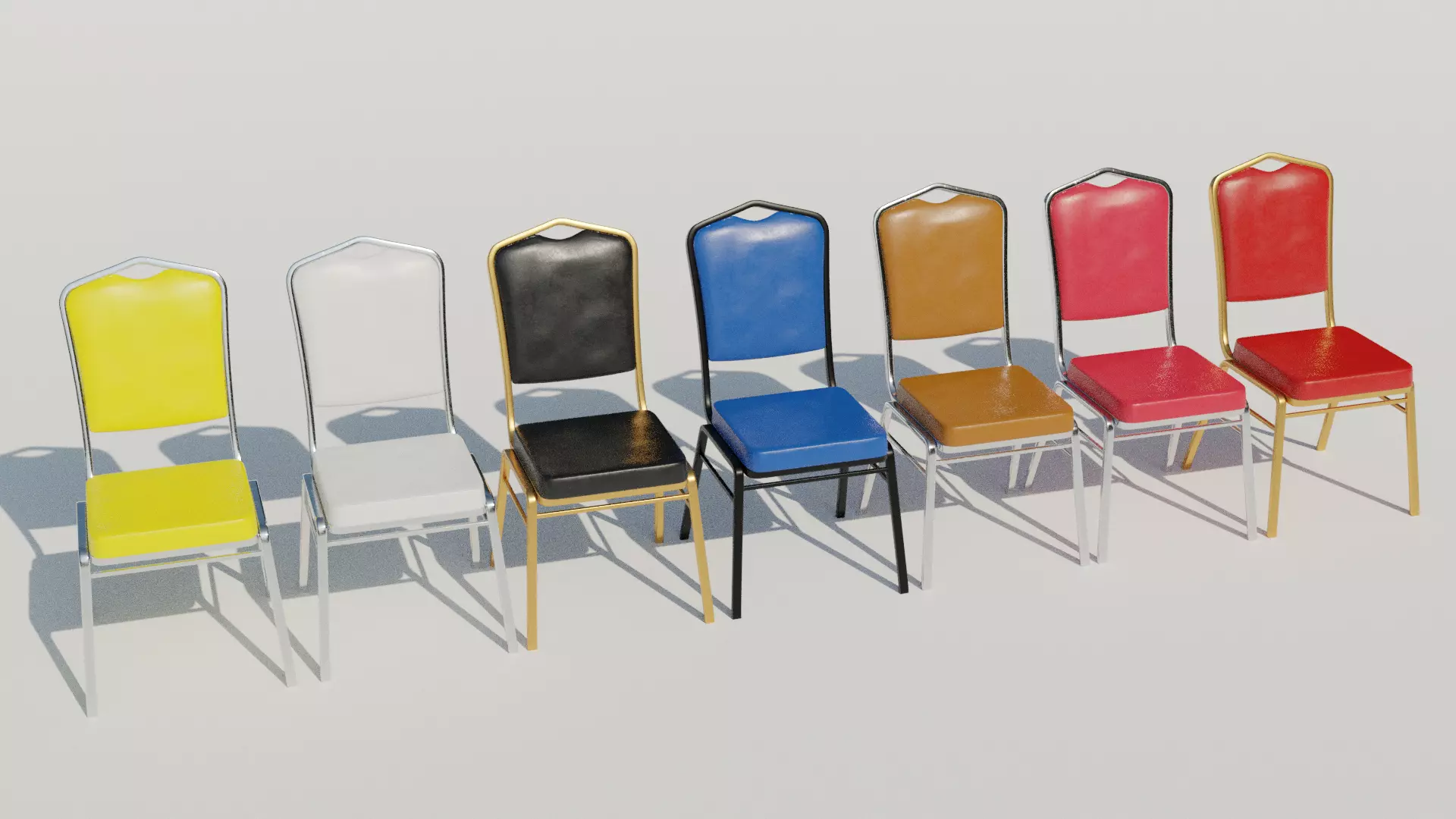 Stackable Banquet Chair Leather and Fabric Seat Low-poly 3D model_0