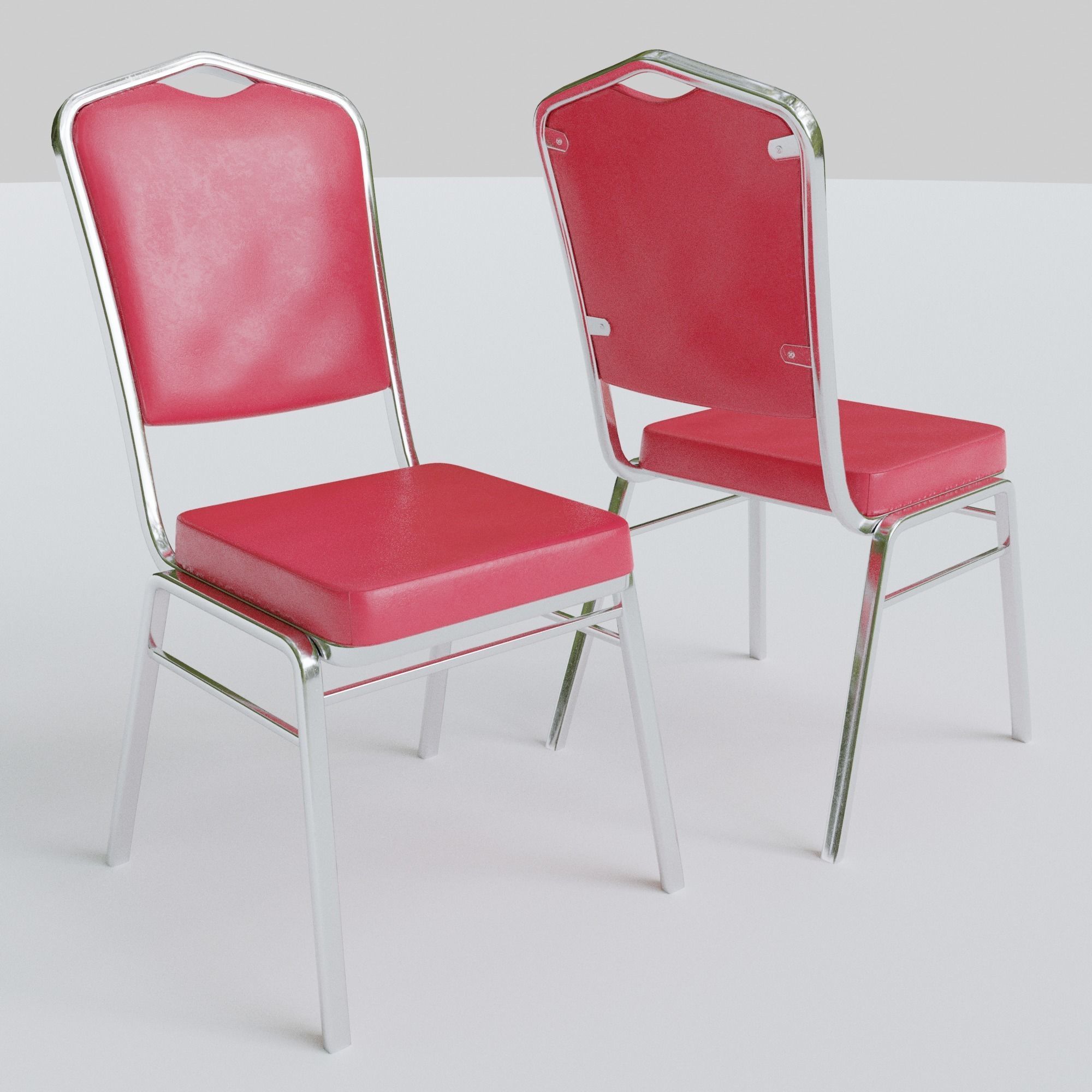 Stackable Banquet Chair Leather and Fabric Seat Low-poly 3D model_15