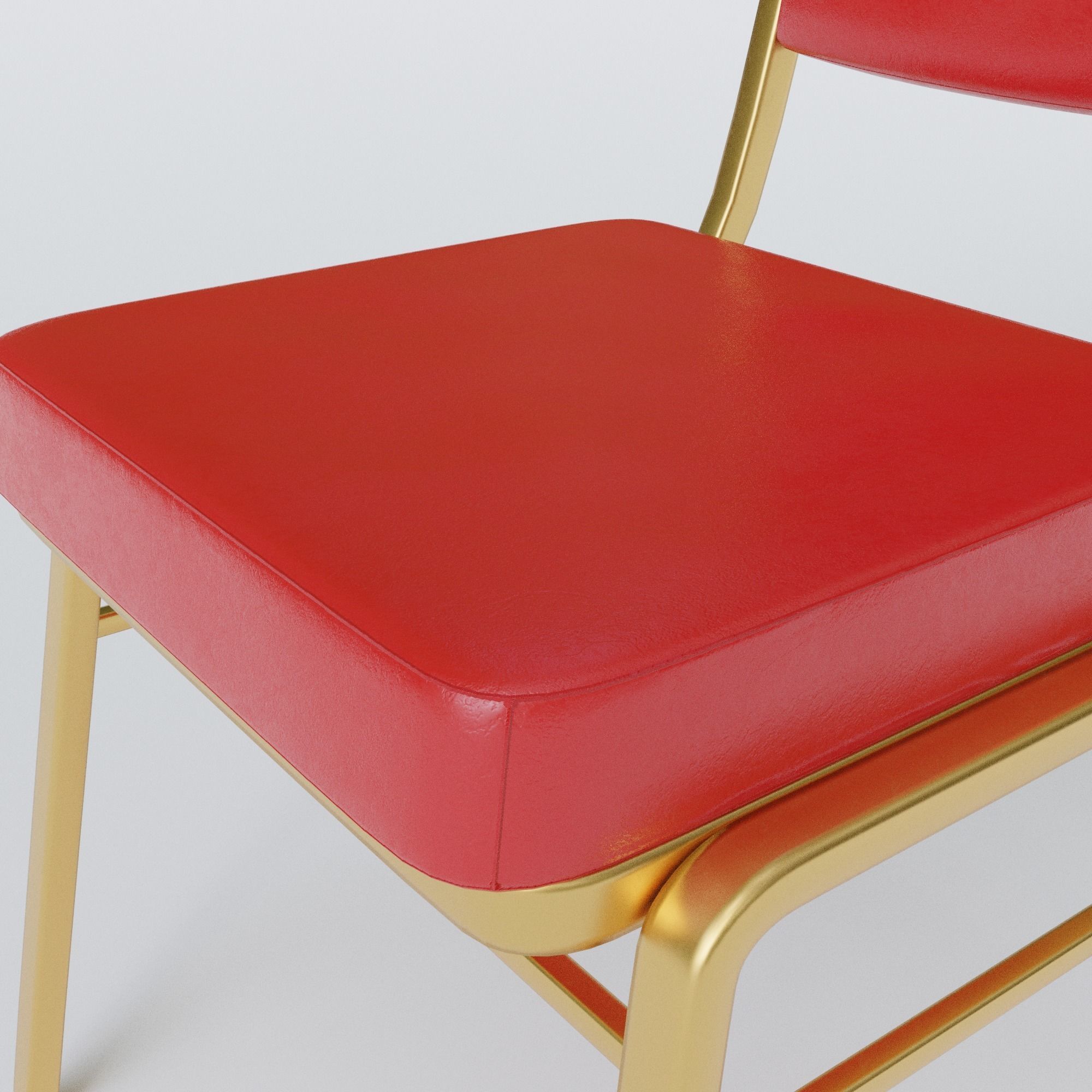 Stackable Banquet Chair Leather and Fabric Seat Low-poly 3D model_22