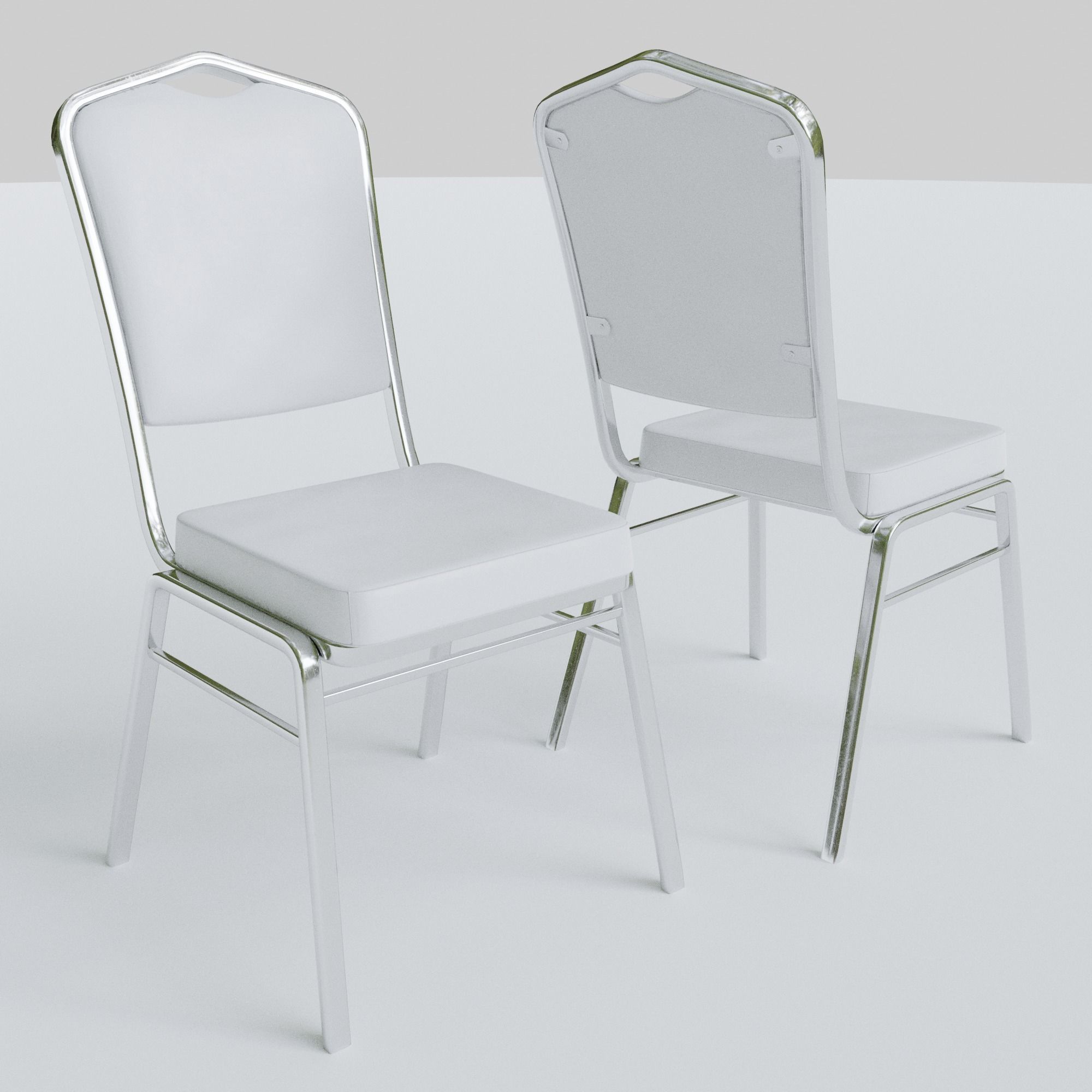 Stackable Banquet Chair Leather and Fabric Seat Low-poly 3D model_16
