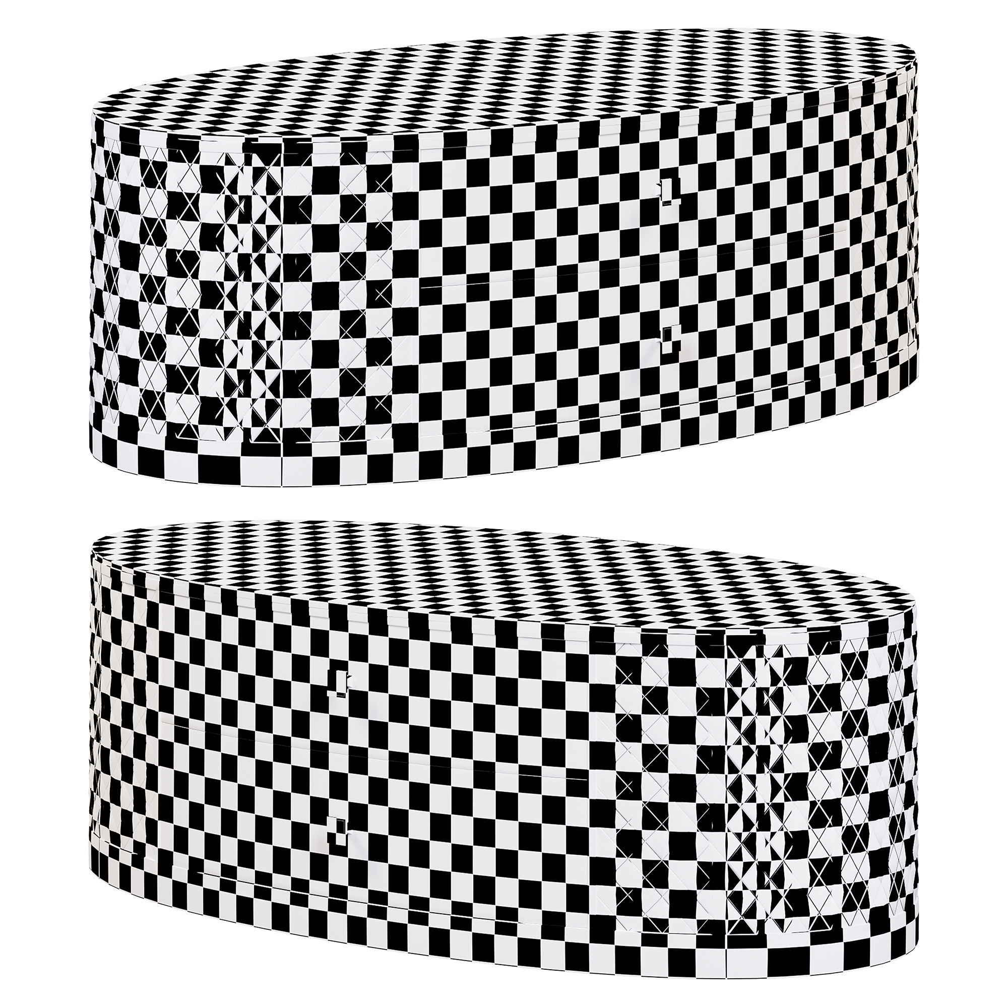 White oval marble top coffee table by Homary 3D model_2