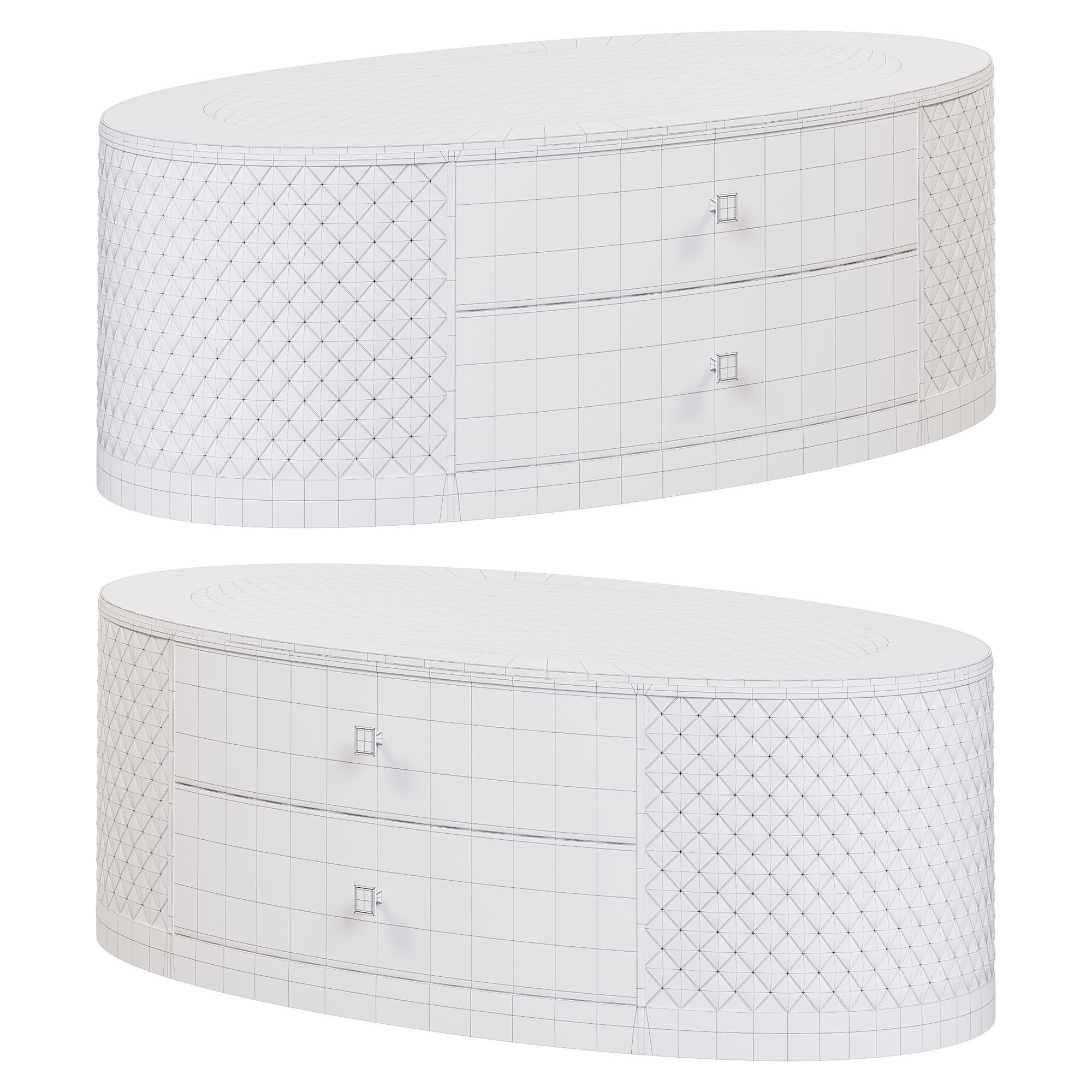 White oval marble top coffee table by Homary 3D model_3