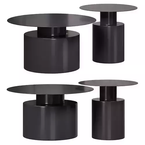 Black round coffee table metal accent table by Homary