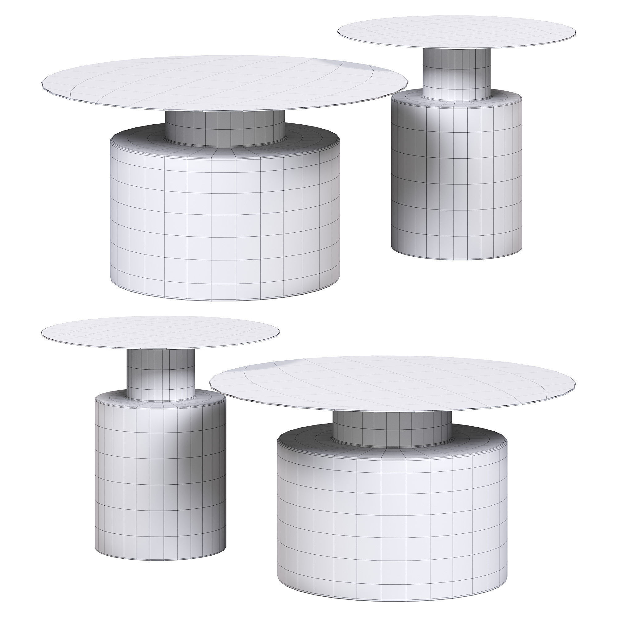 Black round coffee table metal accent table by Homary 3D model_3