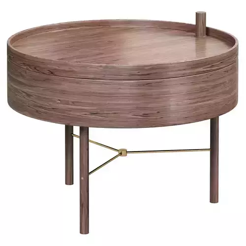 Modern round wood rotating tray coffee table by Homary