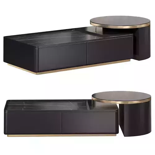 Modern black nesting stone glass coffee Table by Homary