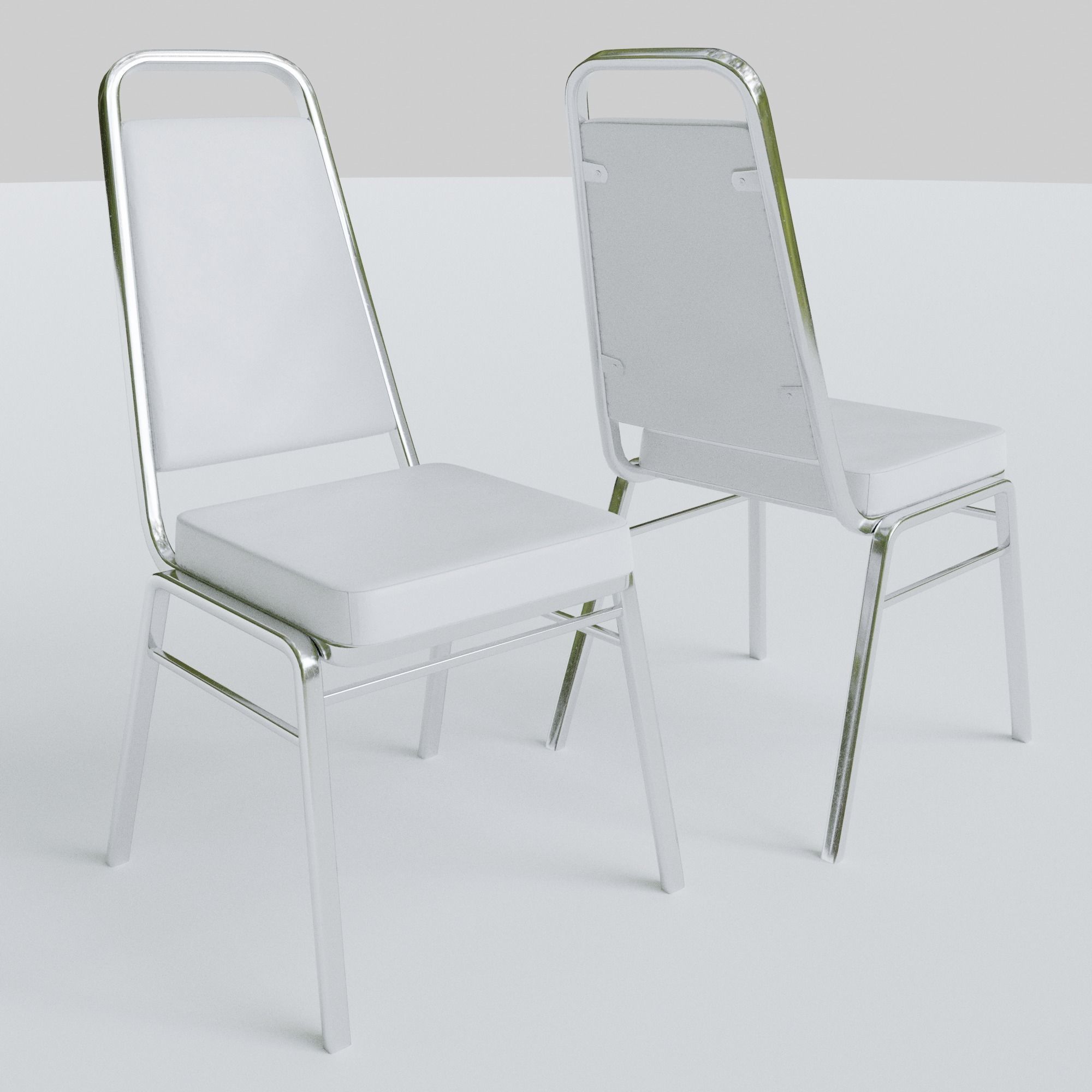 Stackable Banquet Chair Leather and Fabric Seat Low-poly 3D model_16