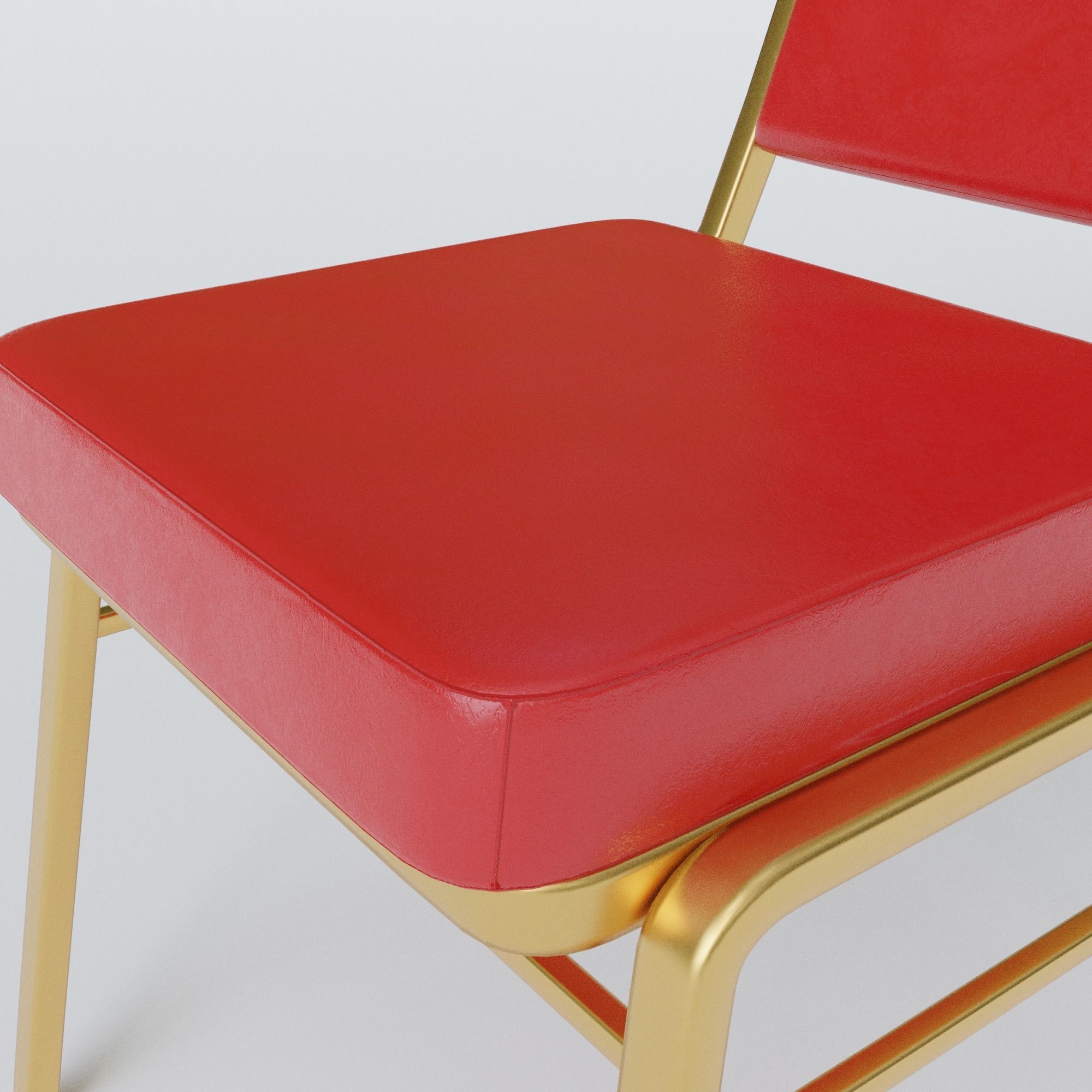 Stackable Banquet Chair Leather and Fabric Seat Low-poly 3D model_22