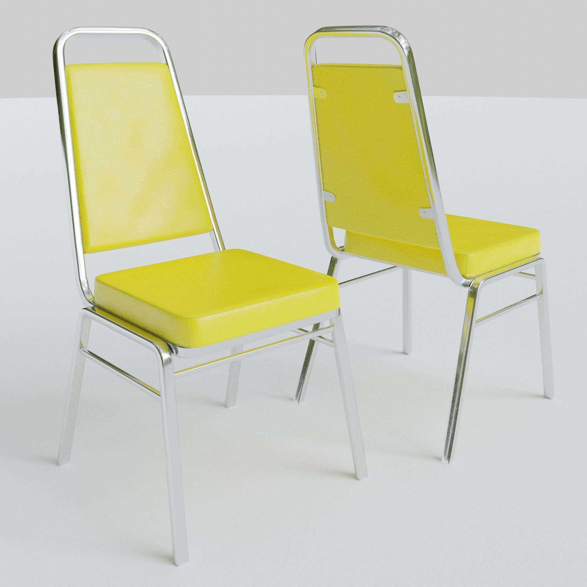 Stackable Banquet Chair Leather and Fabric Seat Low-poly 3D model_17