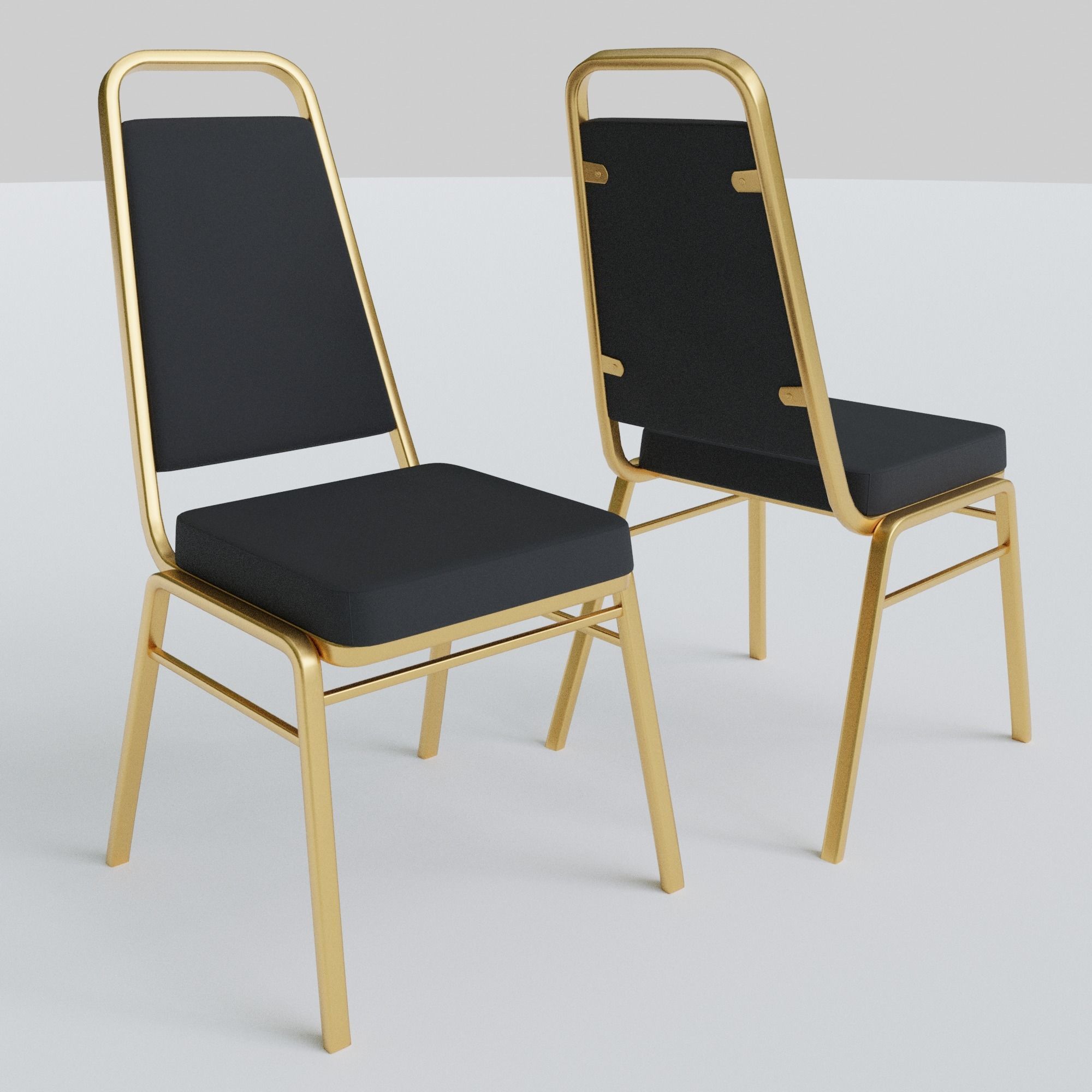 Stackable Banquet Chair Leather and Fabric Seat Low-poly 3D model_5