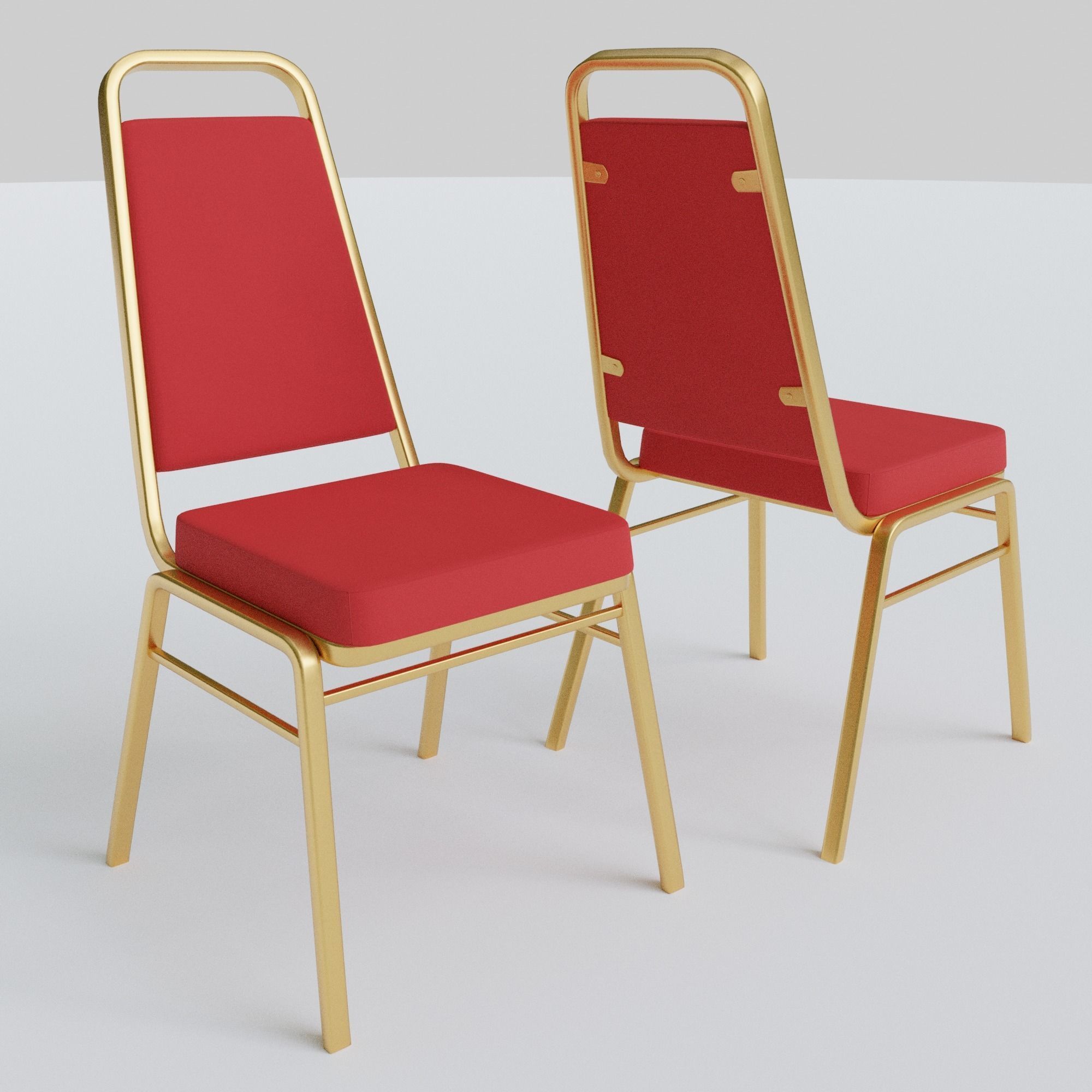 Stackable Banquet Chair Leather and Fabric Seat Low-poly 3D model_9