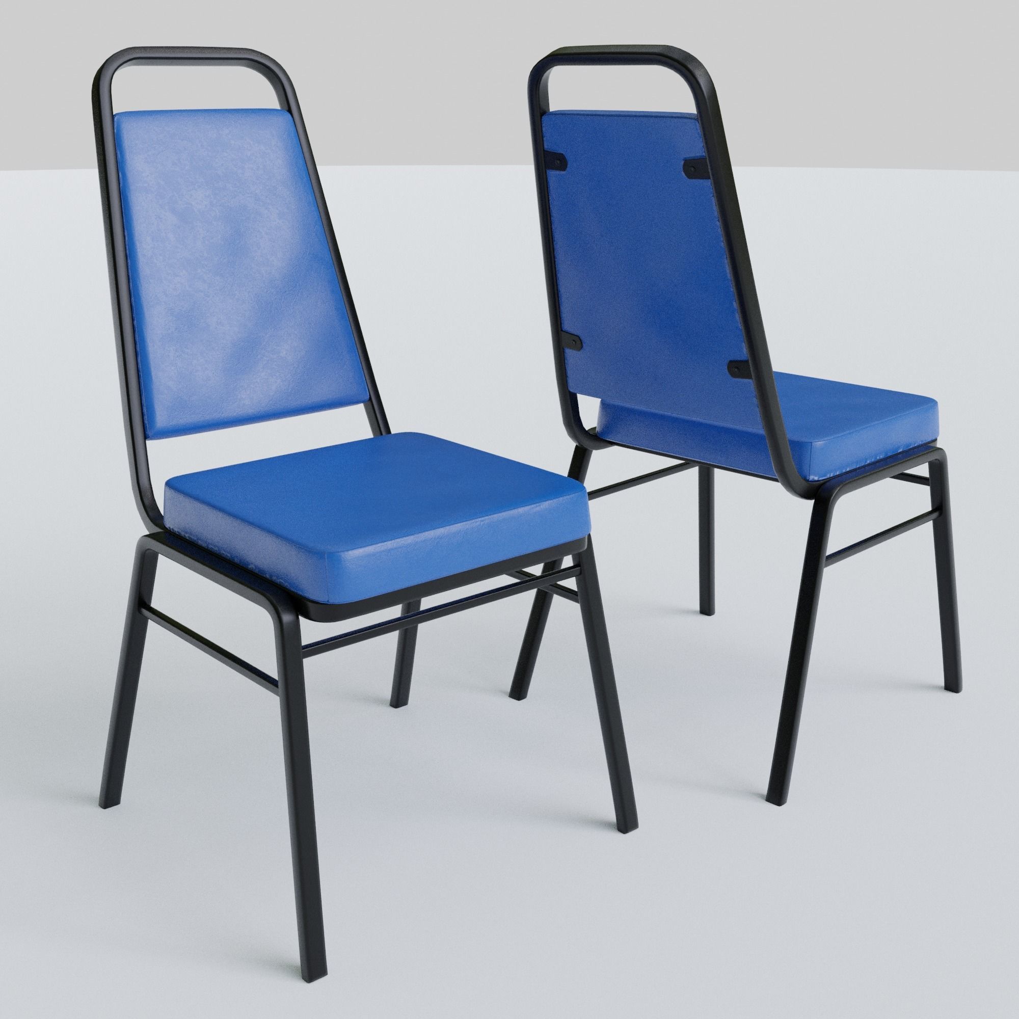 Stackable Banquet Chair Leather and Fabric Seat Low-poly 3D model_14