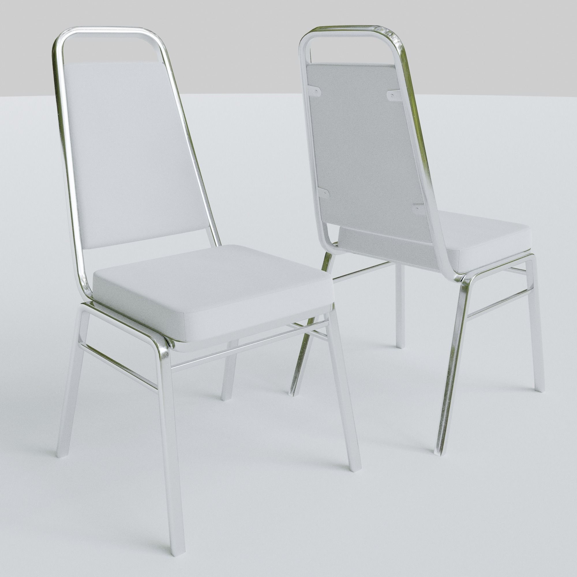 Stackable Banquet Chair Leather and Fabric Seat Low-poly 3D model_10