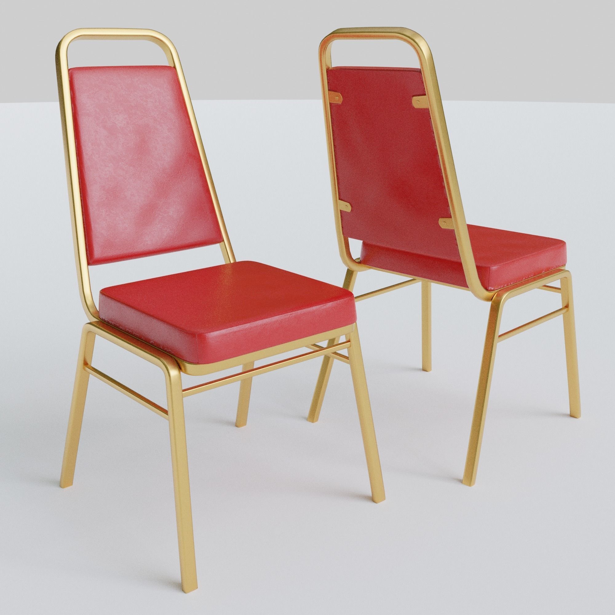 Stackable Banquet Chair Leather and Fabric Seat Low-poly 3D model_15