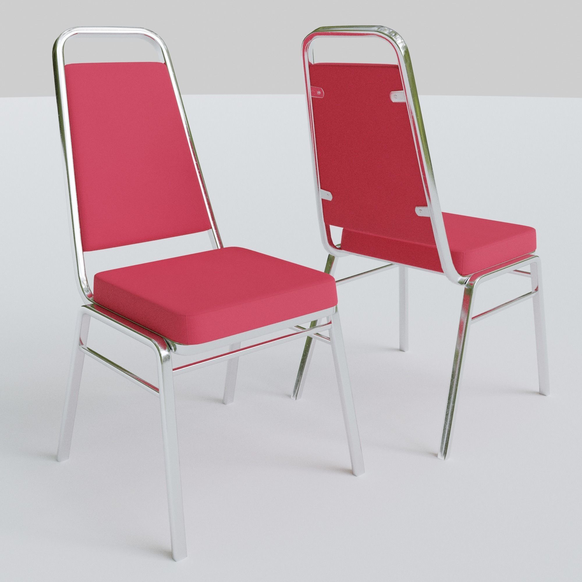 Stackable Banquet Chair Leather and Fabric Seat Low-poly 3D model_8