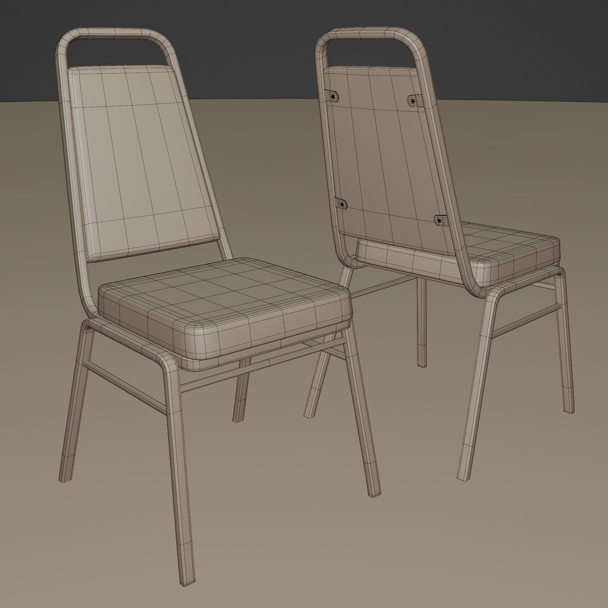 Stackable Banquet Chair Leather and Fabric Seat Low-poly 3D model_25