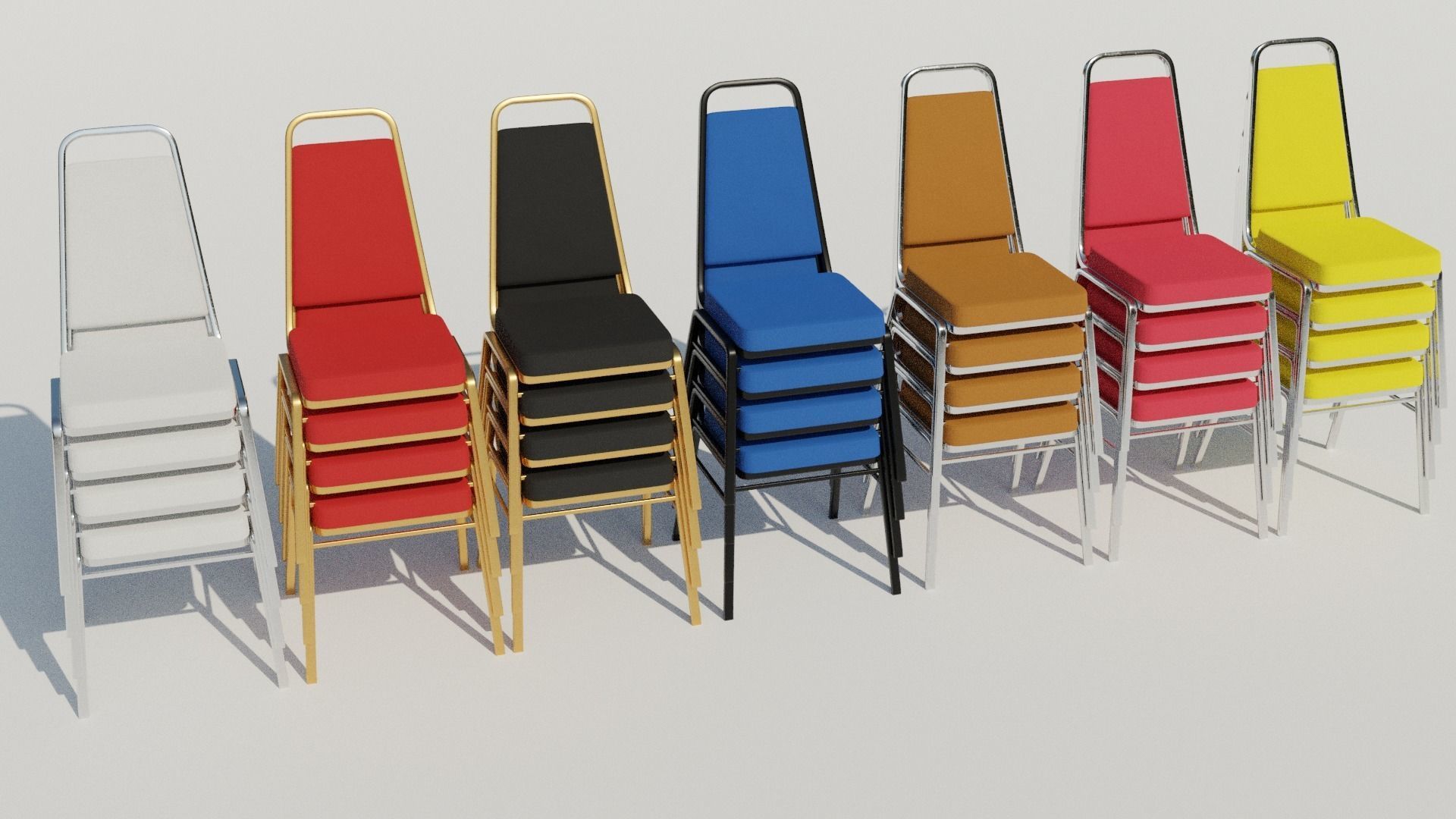 Stackable Banquet Chair Leather and Fabric Seat Low-poly 3D model_3