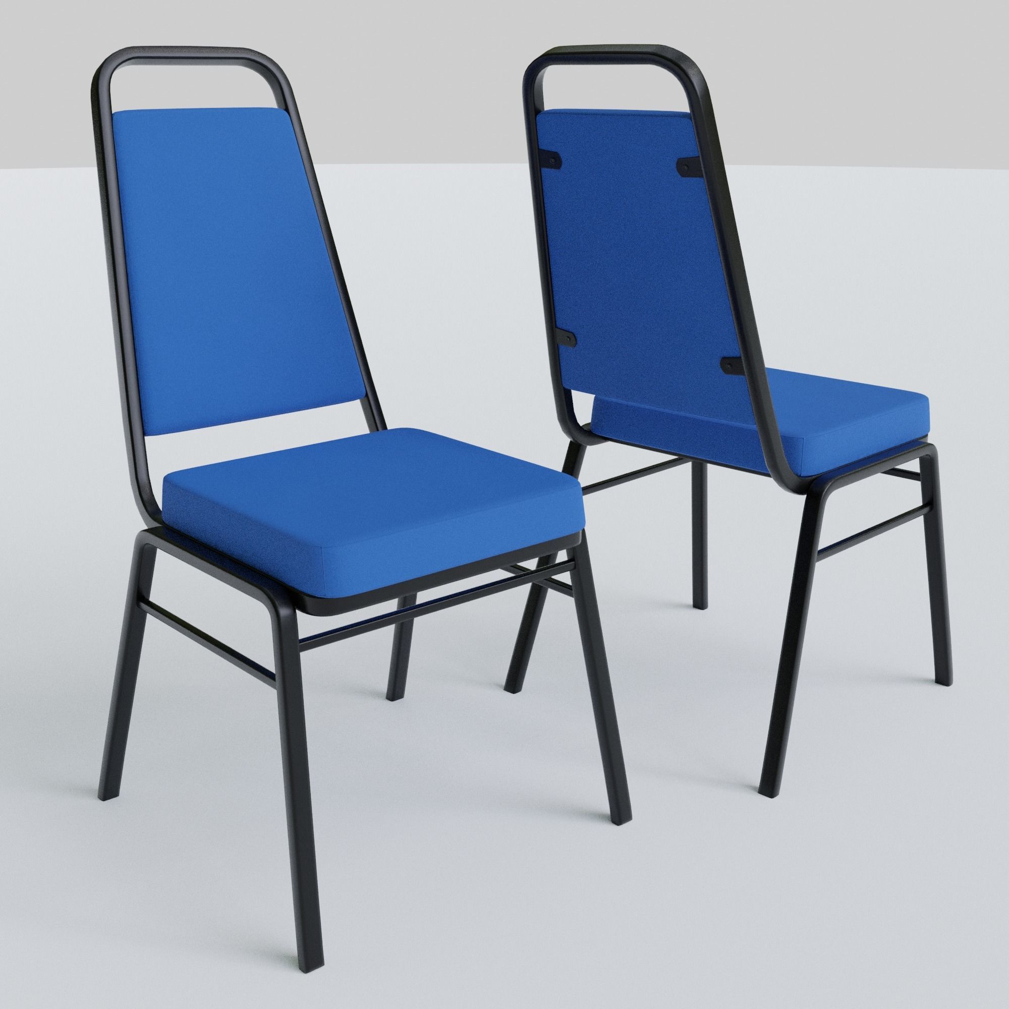 Stackable Banquet Chair Leather and Fabric Seat Low-poly 3D model_6