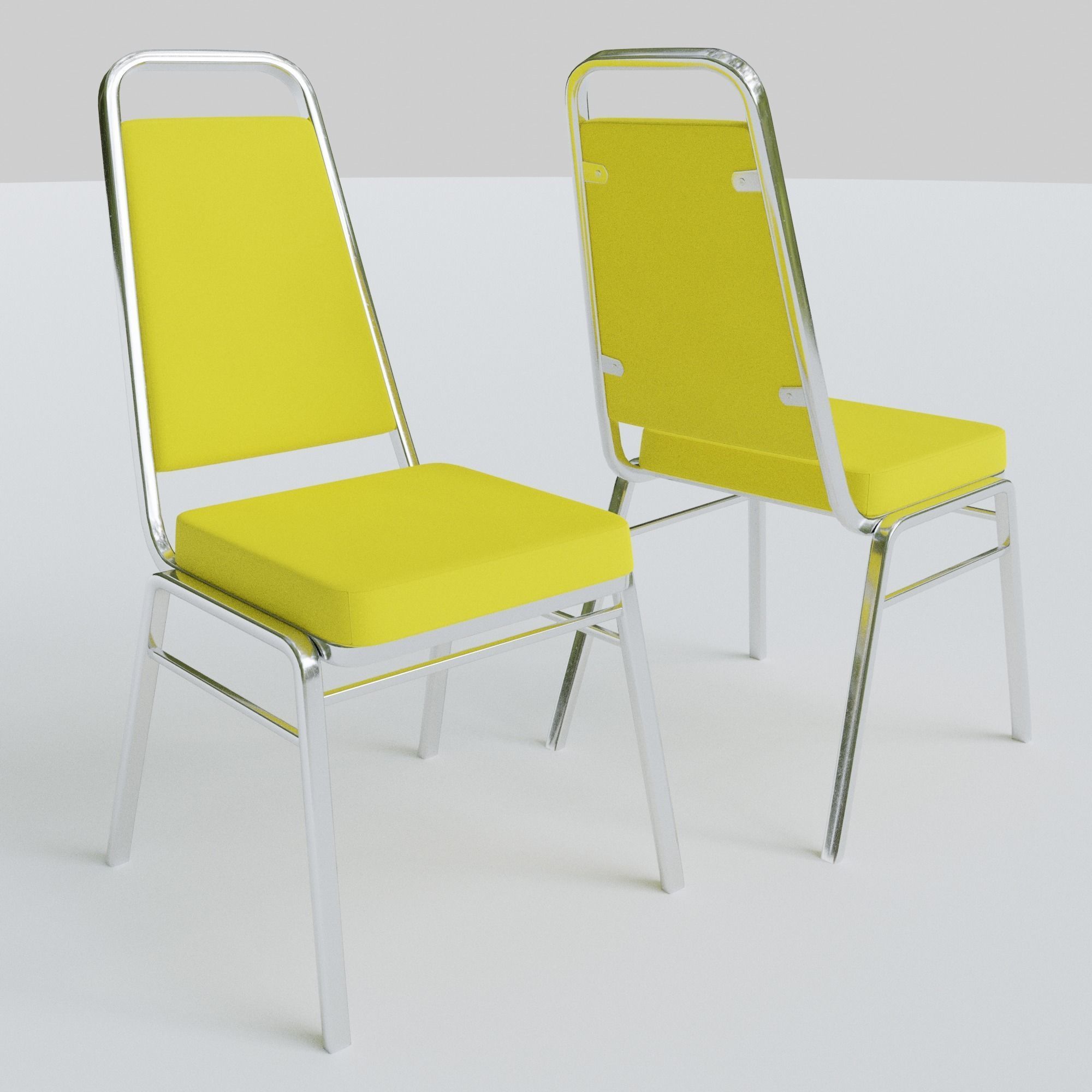 Stackable Banquet Chair Leather and Fabric Seat Low-poly 3D model_11