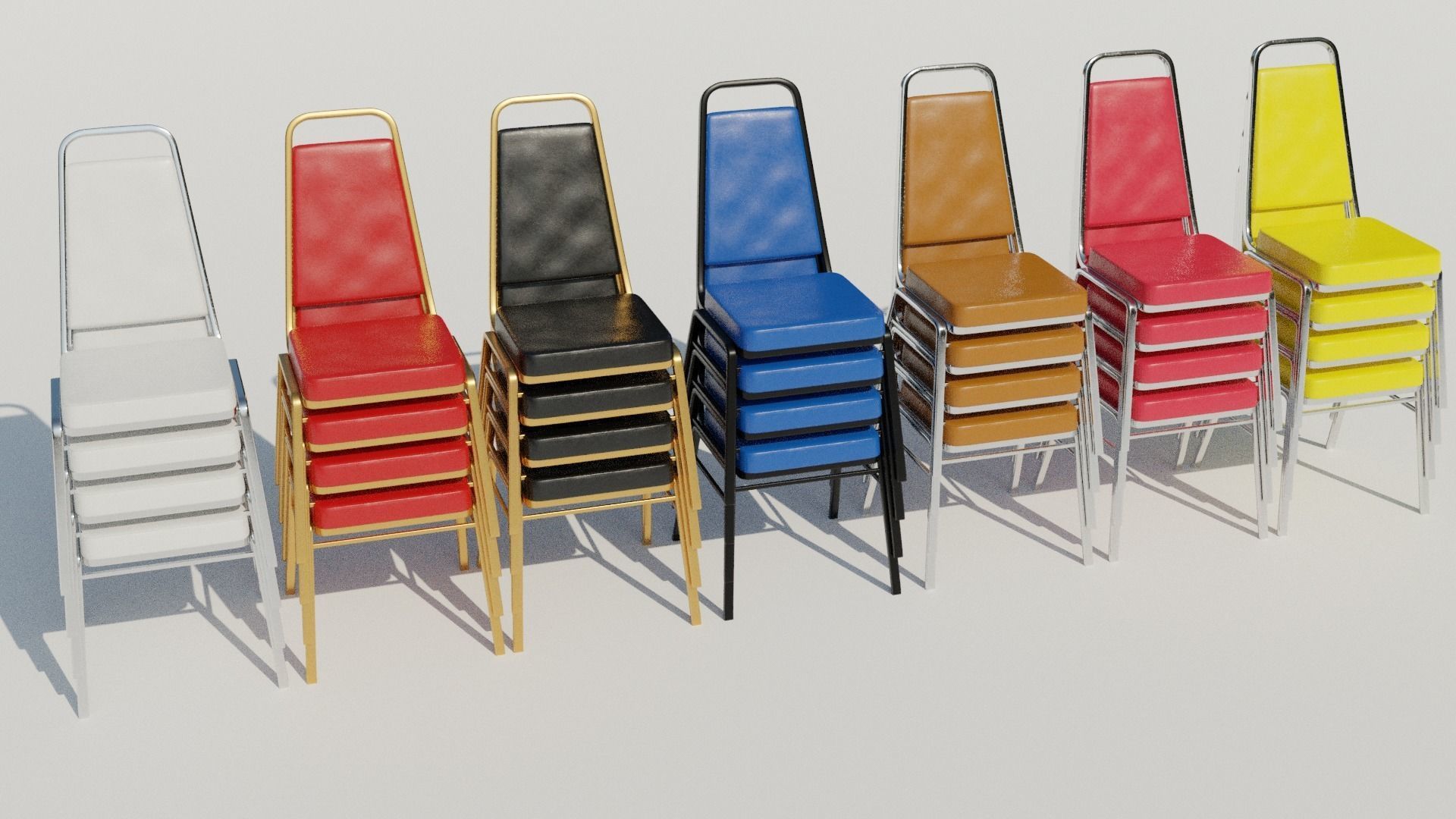 Stackable Banquet Chair Leather and Fabric Seat Low-poly 3D model_1