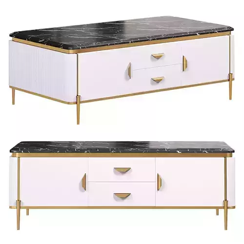 Rectangular black faux marble top coffee table by Homary