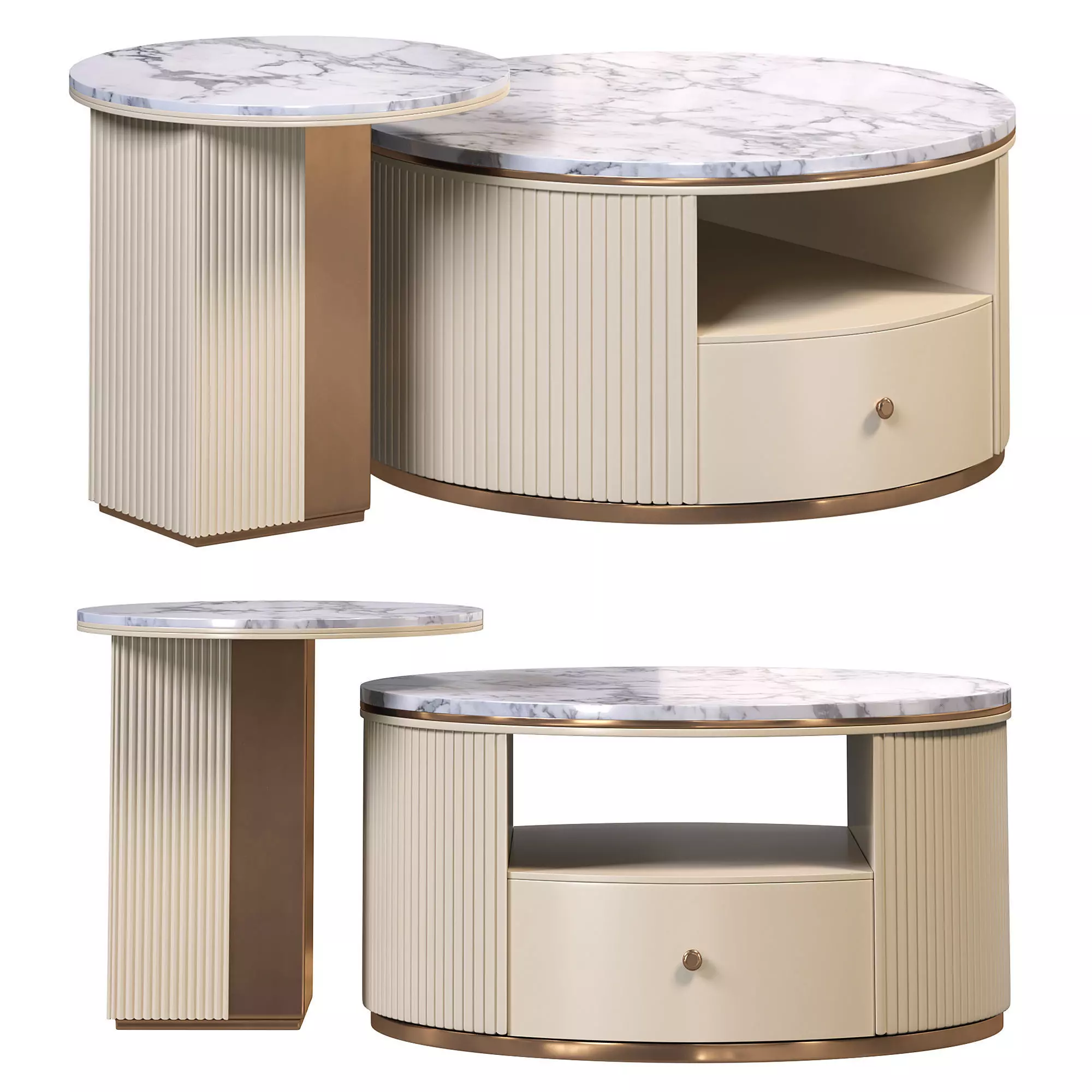 Modern chic round nesting coffee table by Homary 3D model_0