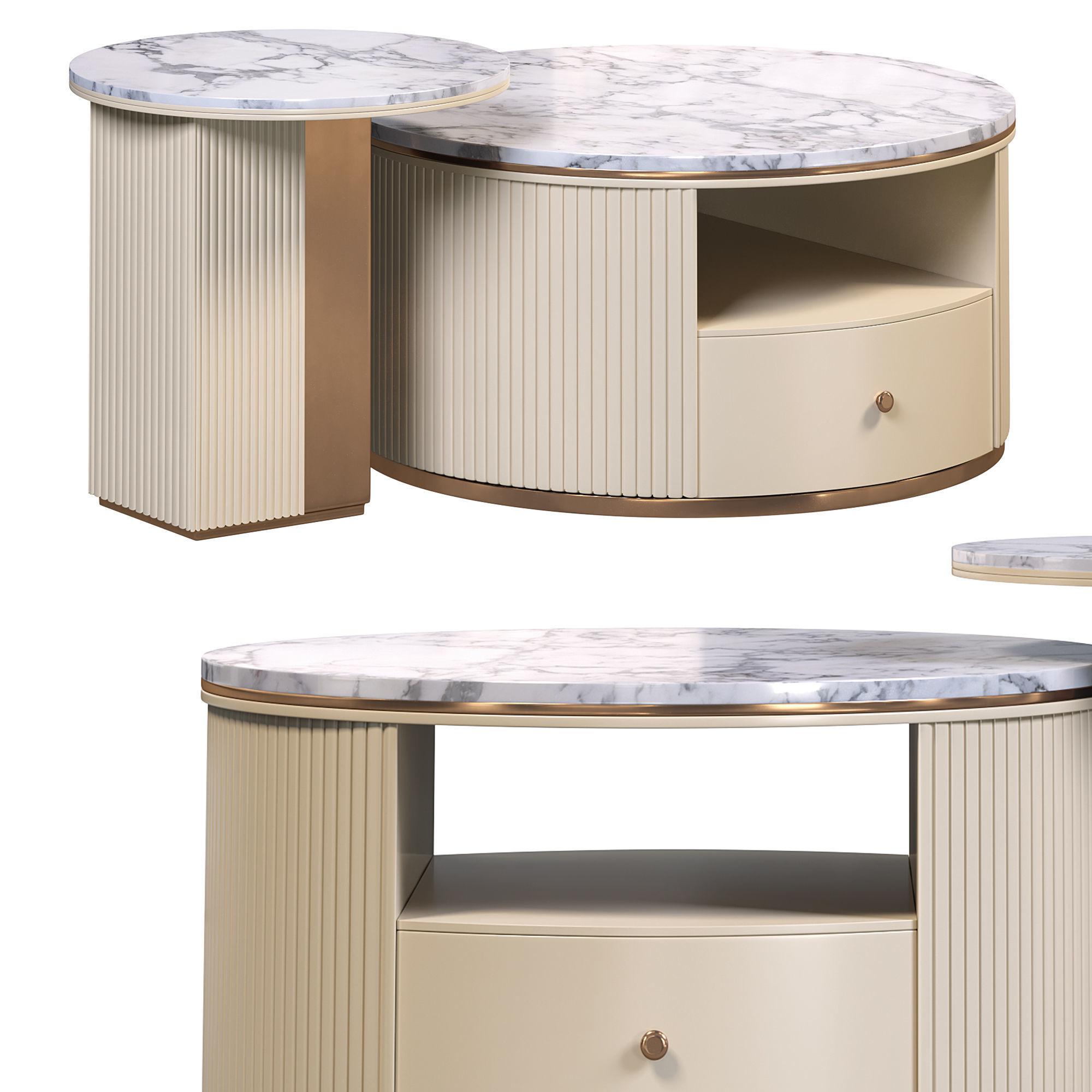 Modern chic round nesting coffee table by Homary 3D model_2