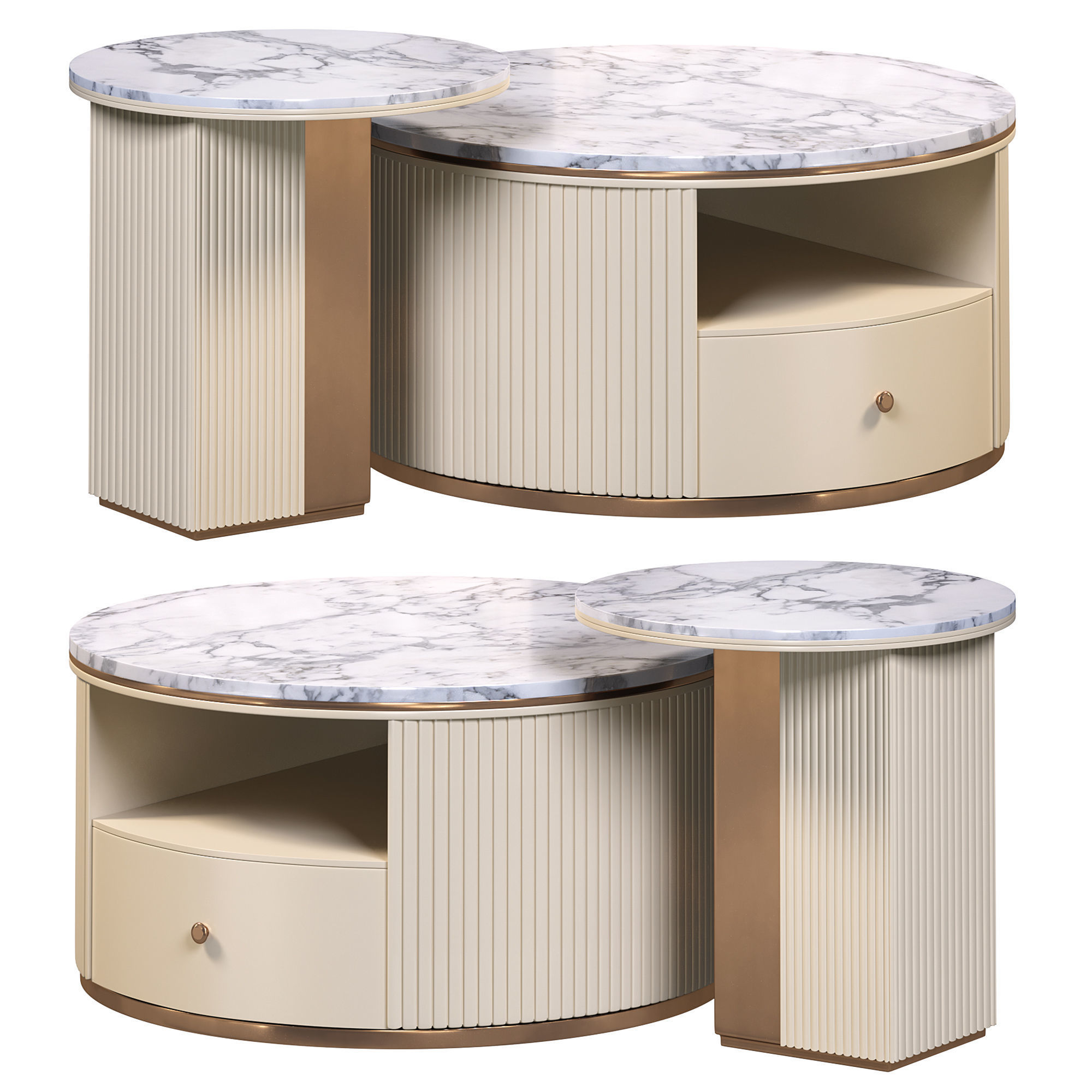 Modern chic round nesting coffee table by Homary 3D model_1
