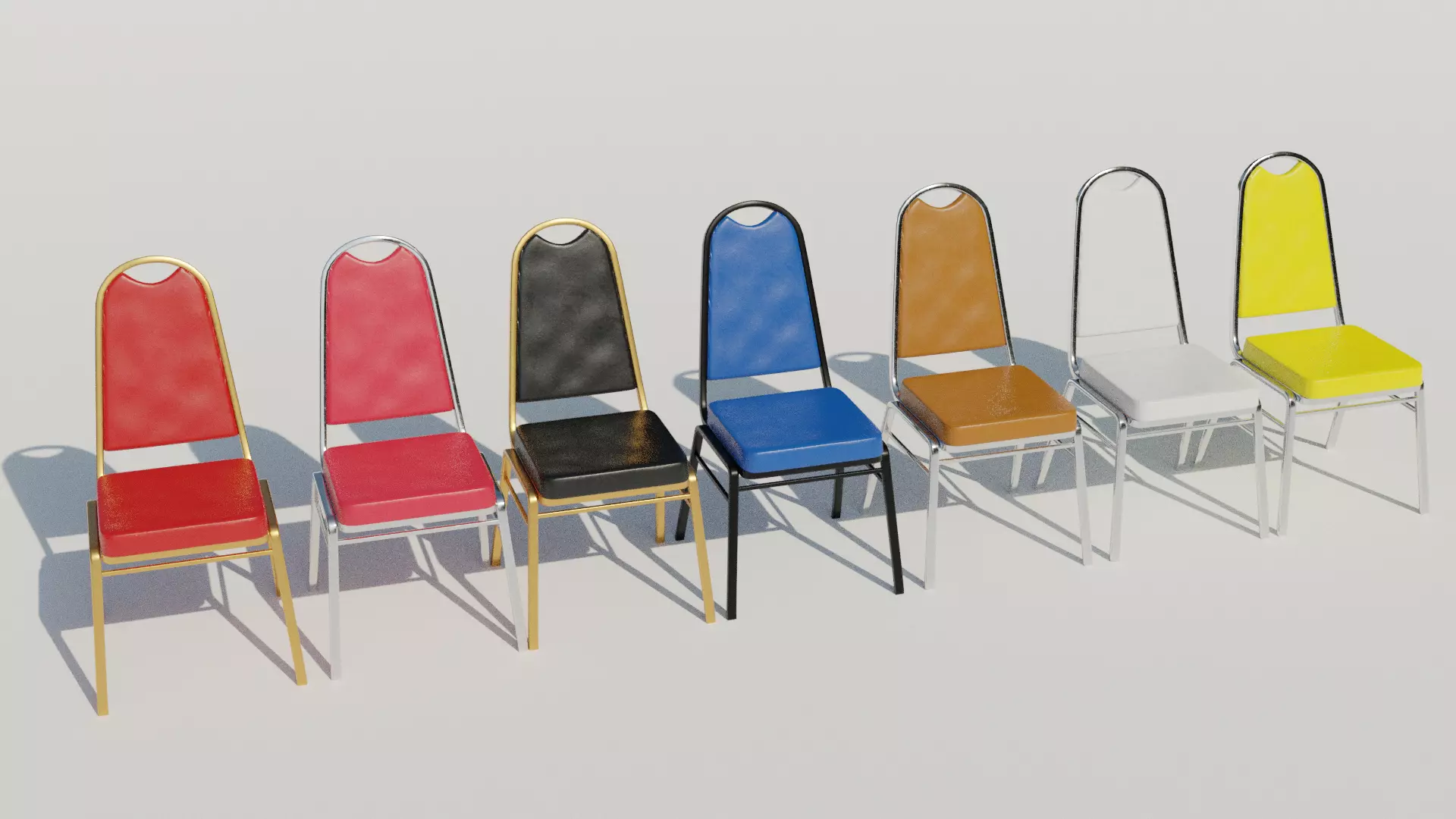 Stackable Banquet Chair Leather and Fabric Seat Low-poly 3D model