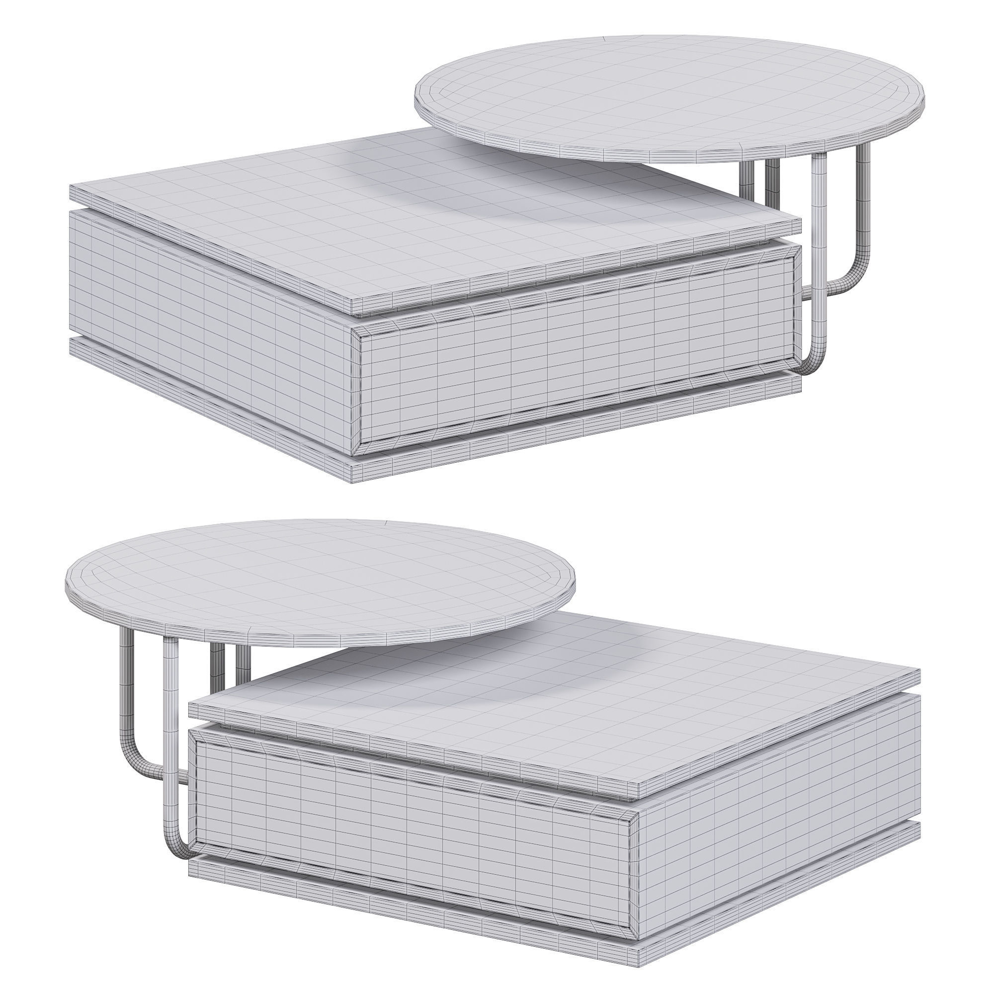 Round and Square Nesting Coffee Table 3D model_2