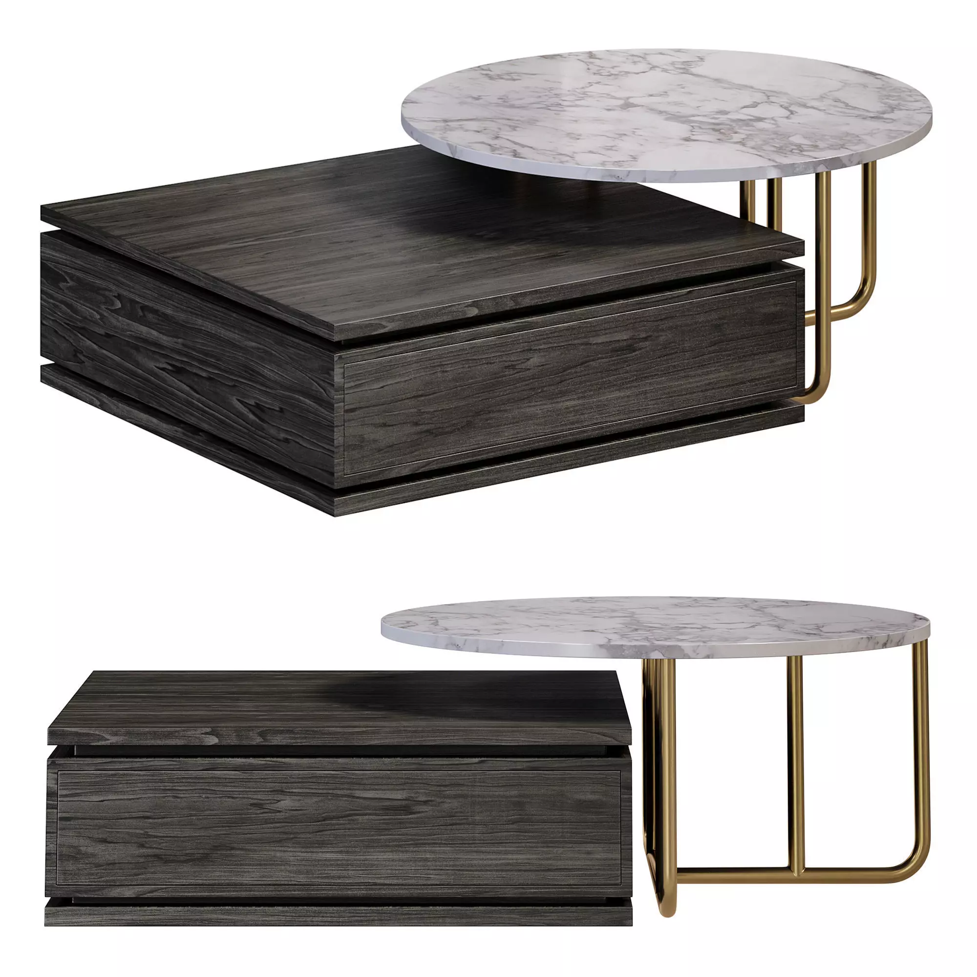 Round and Square Nesting Coffee Table 3D model_0