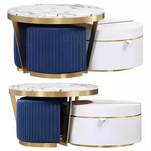 White round nesting faux marble top coffee table