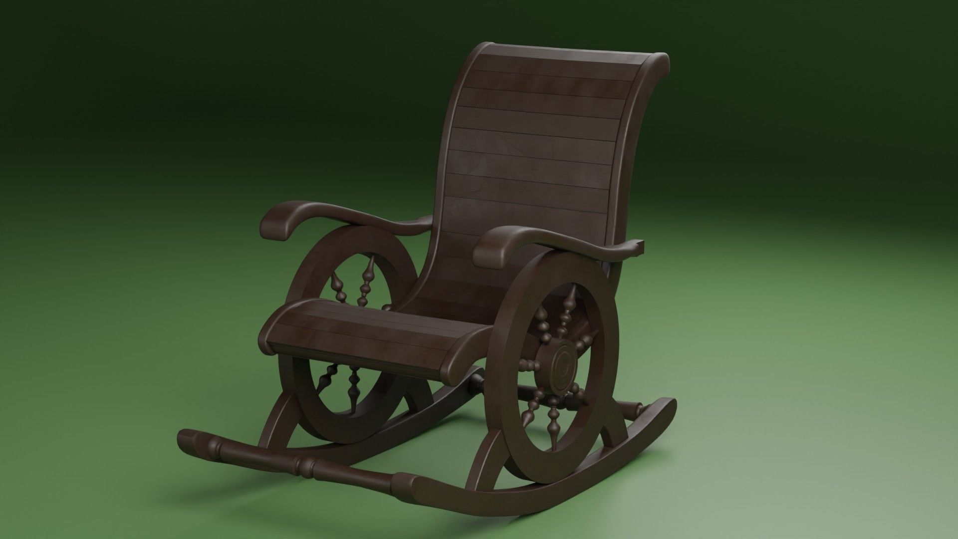 Indian Wooden Swinging Chair Pack Low-poly 3D model_4