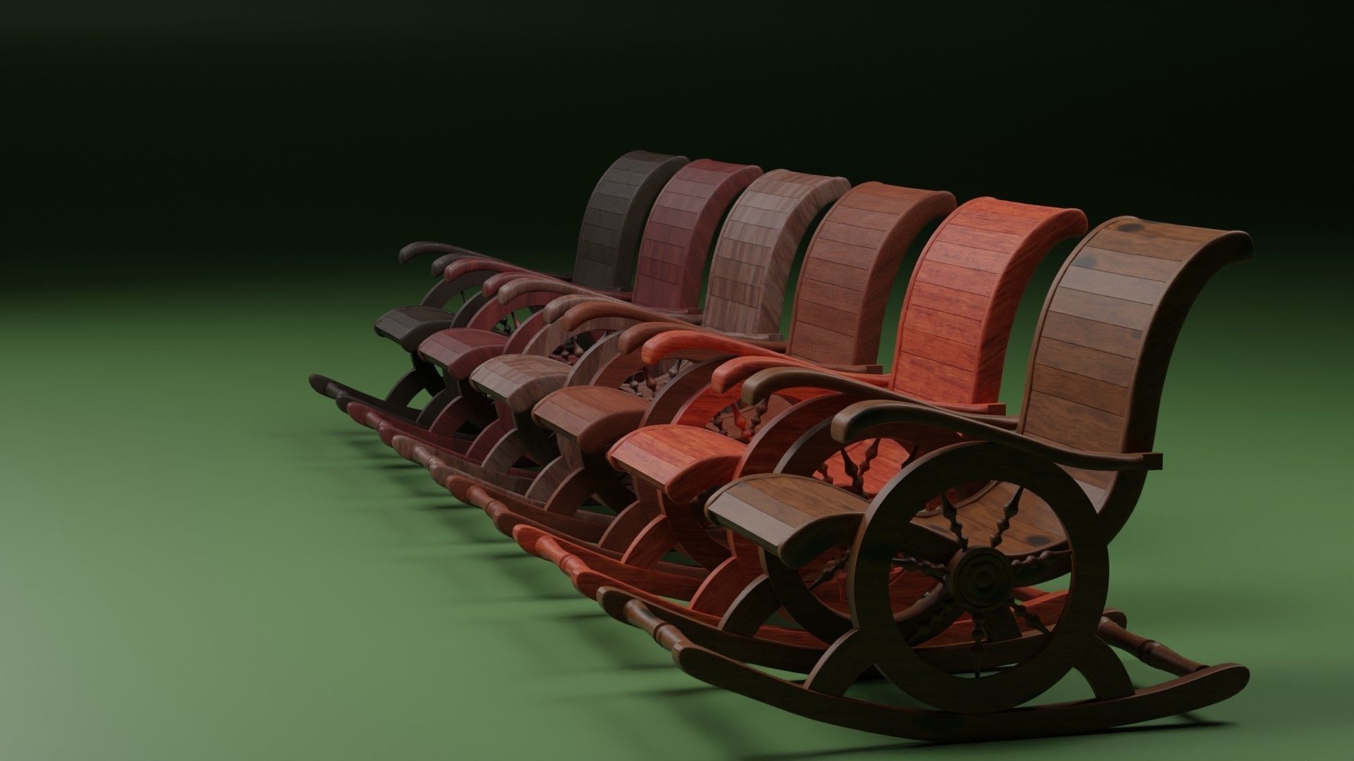 Indian Wooden Swinging Chair Pack Low-poly 3D model_3