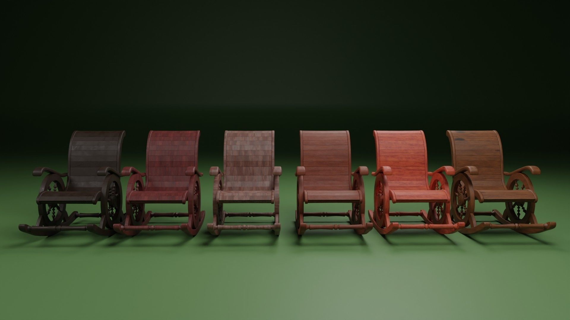 Indian Wooden Swinging Chair Pack Low-poly 3D model_1