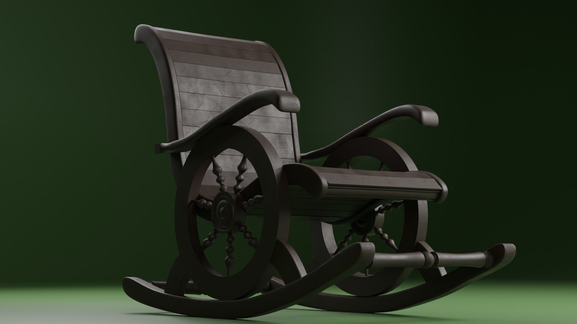 Indian Wooden Swinging Chair Pack Low-poly 3D model_9