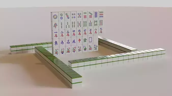 Mahjong Low-poly 3D model