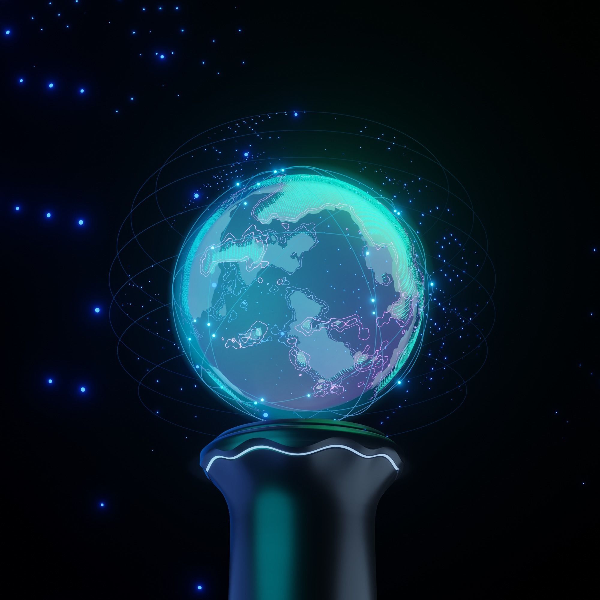 Hologram of the planet on the table procedural material 3D model_1