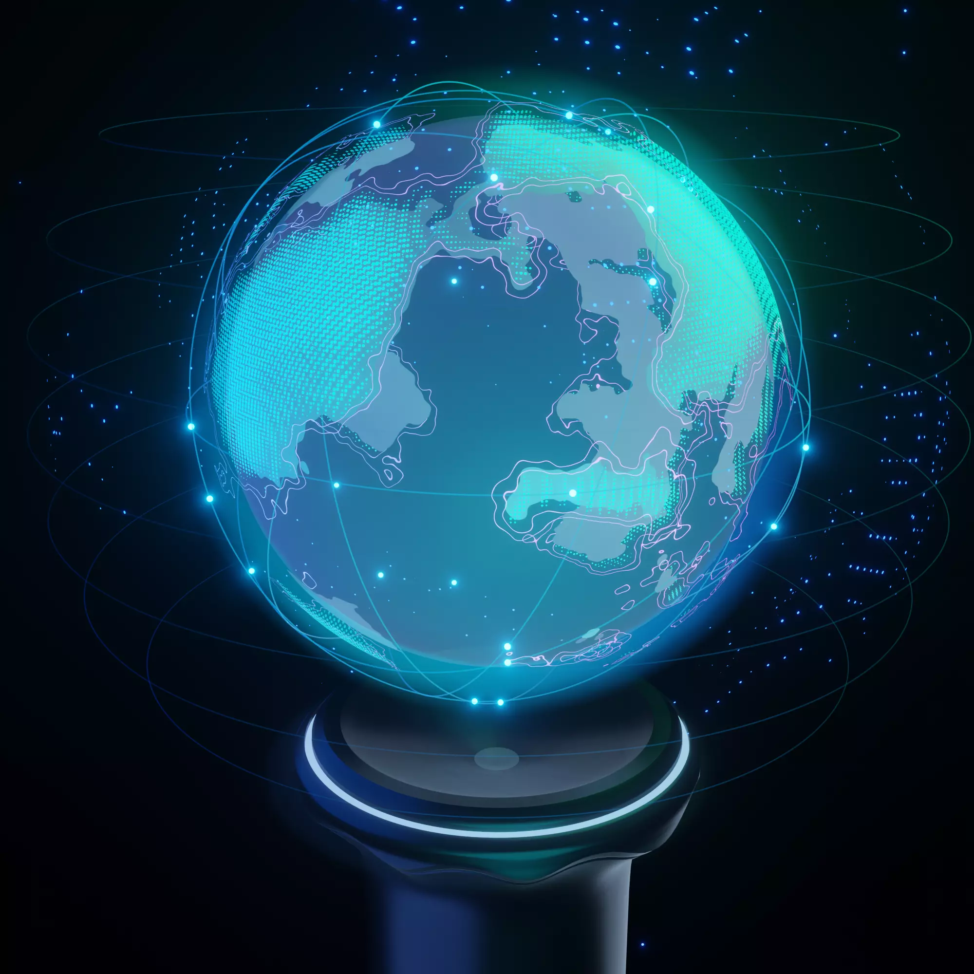 Hologram of the planet on the table procedural material 3D model_0