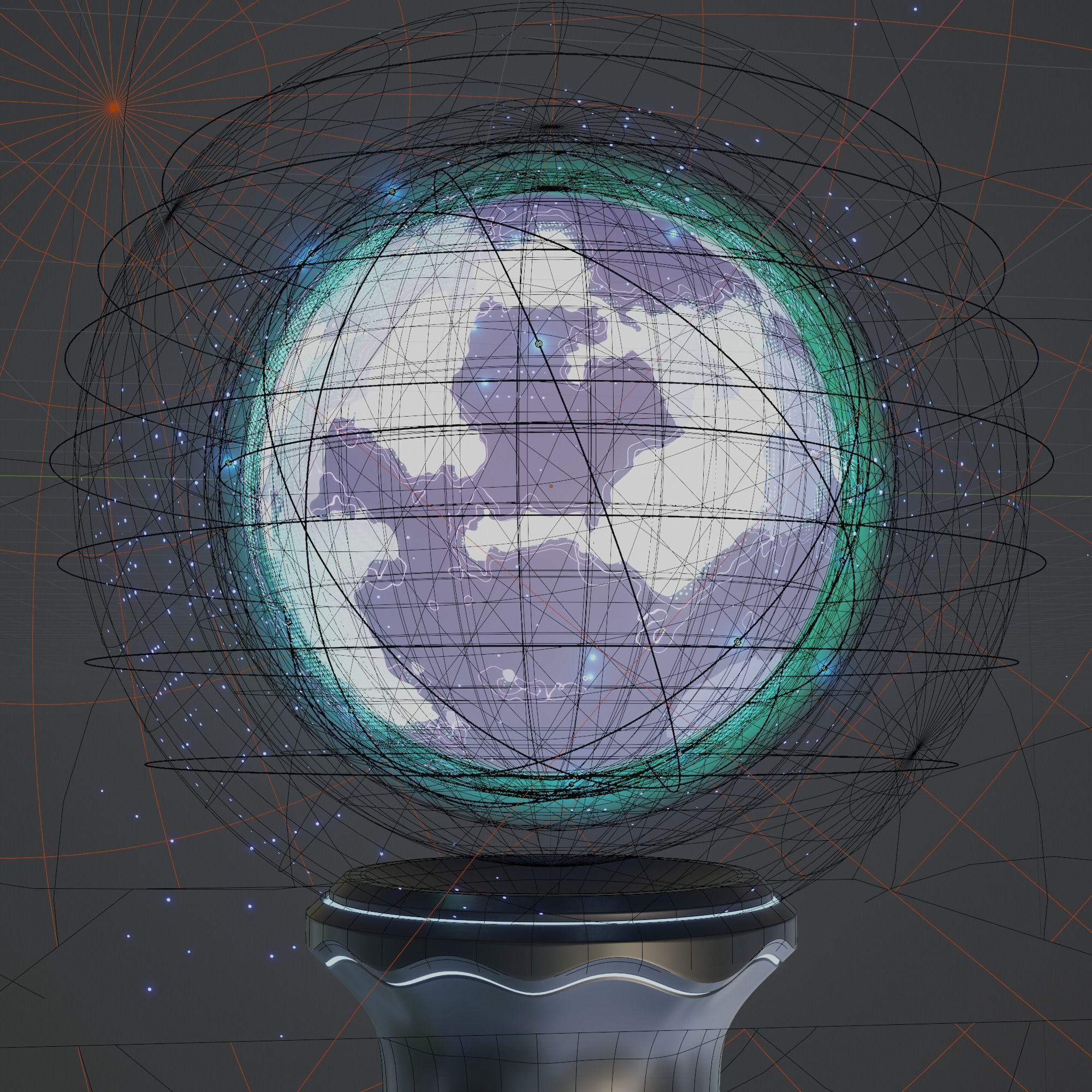 Hologram of the planet on the table procedural material 3D model_10