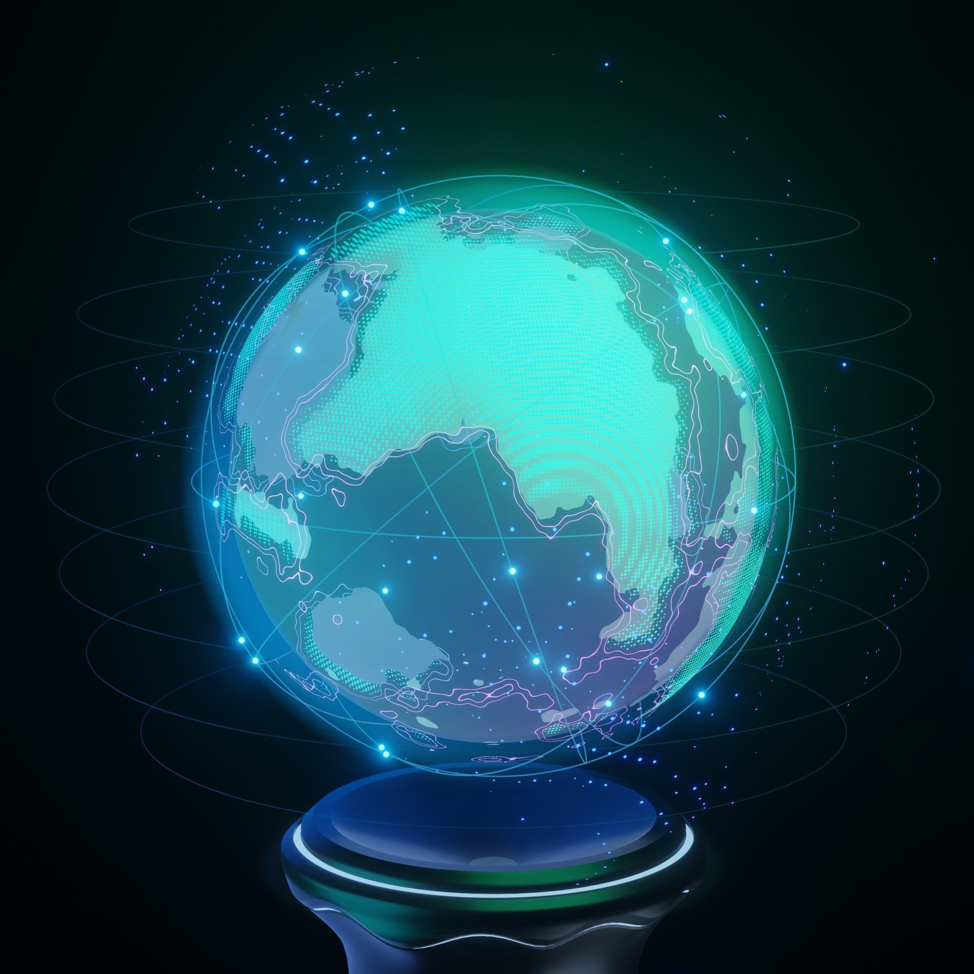 Hologram of the planet on the table procedural material 3D model_8