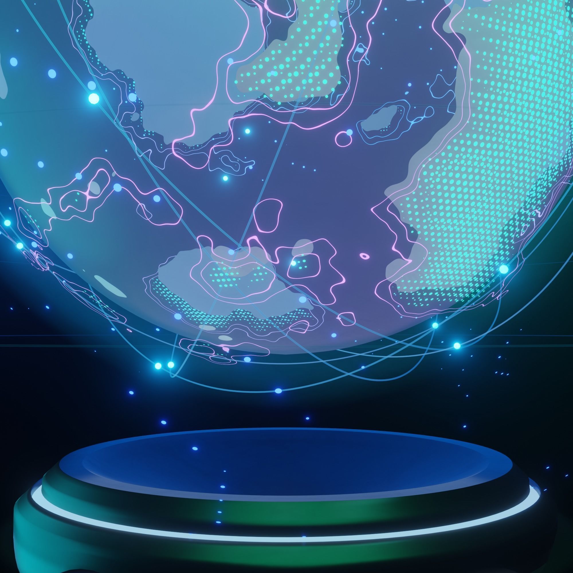 Hologram of the planet on the table procedural material 3D model_5