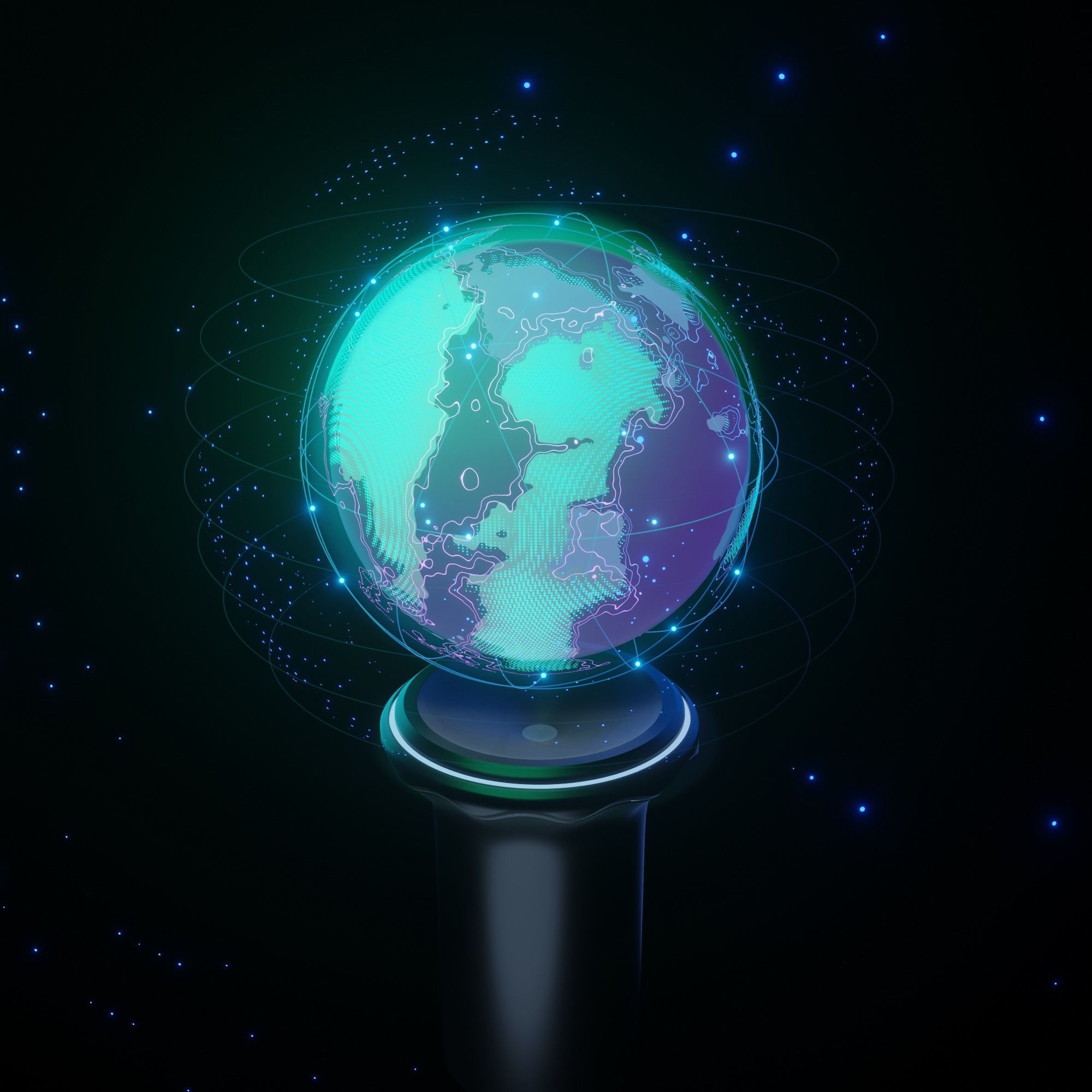 Hologram of the planet on the table procedural material 3D model_6