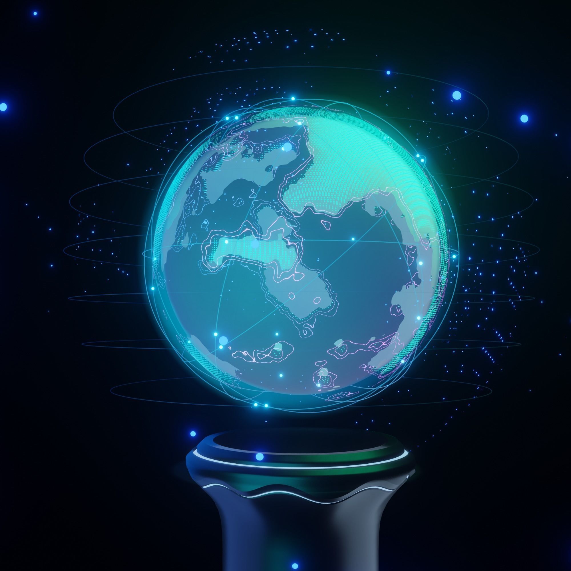 Hologram of the planet on the table procedural material 3D model_4