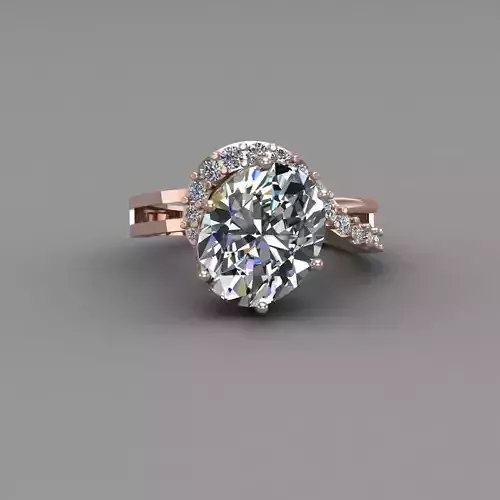 Rose Gold Women Diamond Ring 3D print model